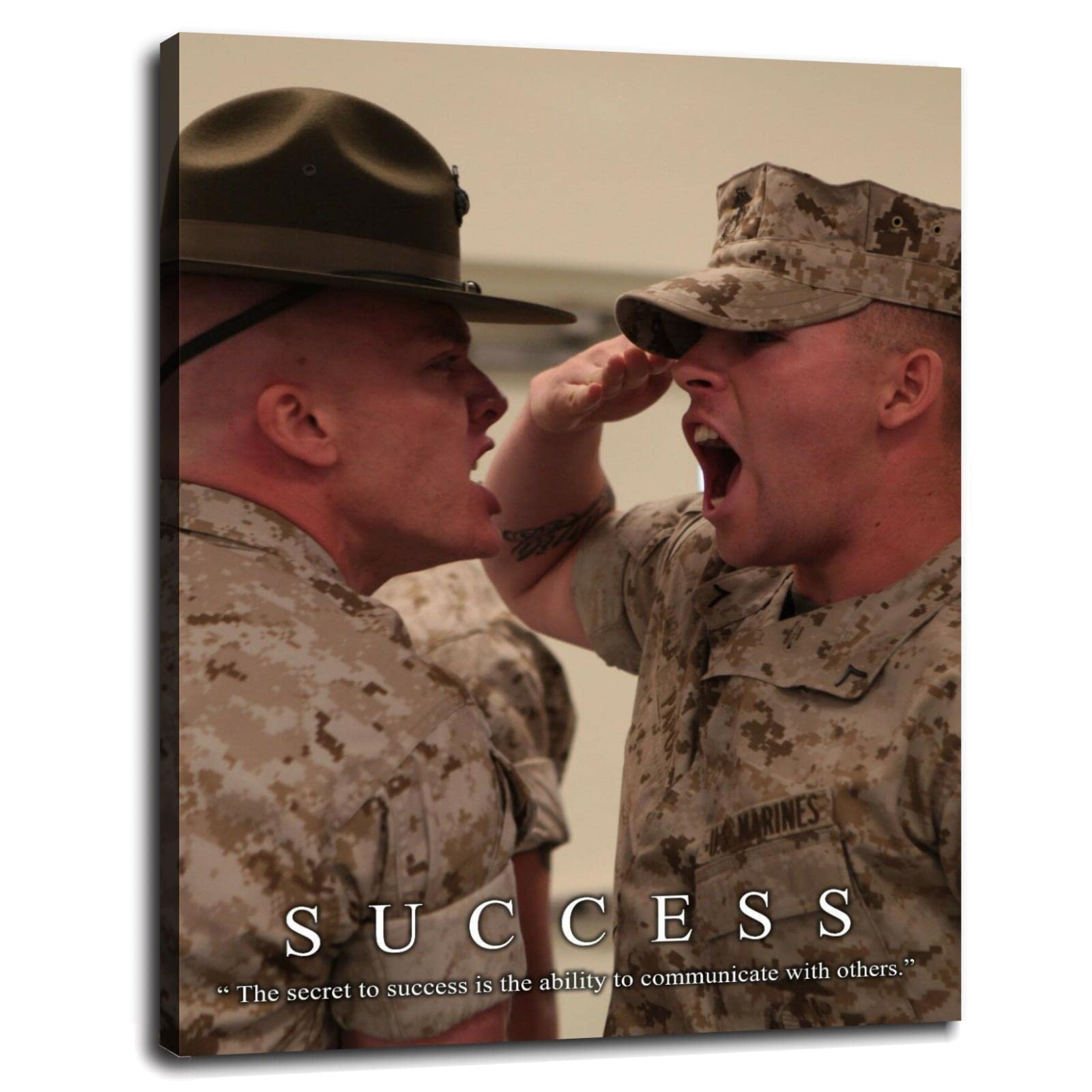 US Military Motivational Poster Canvas Print - Framed 32x24 Inch Wall Art for Home, Office & Cinema Decor - Inspirational Army Themed Artwork for Man Cave, Barracks & Veteran Gifts