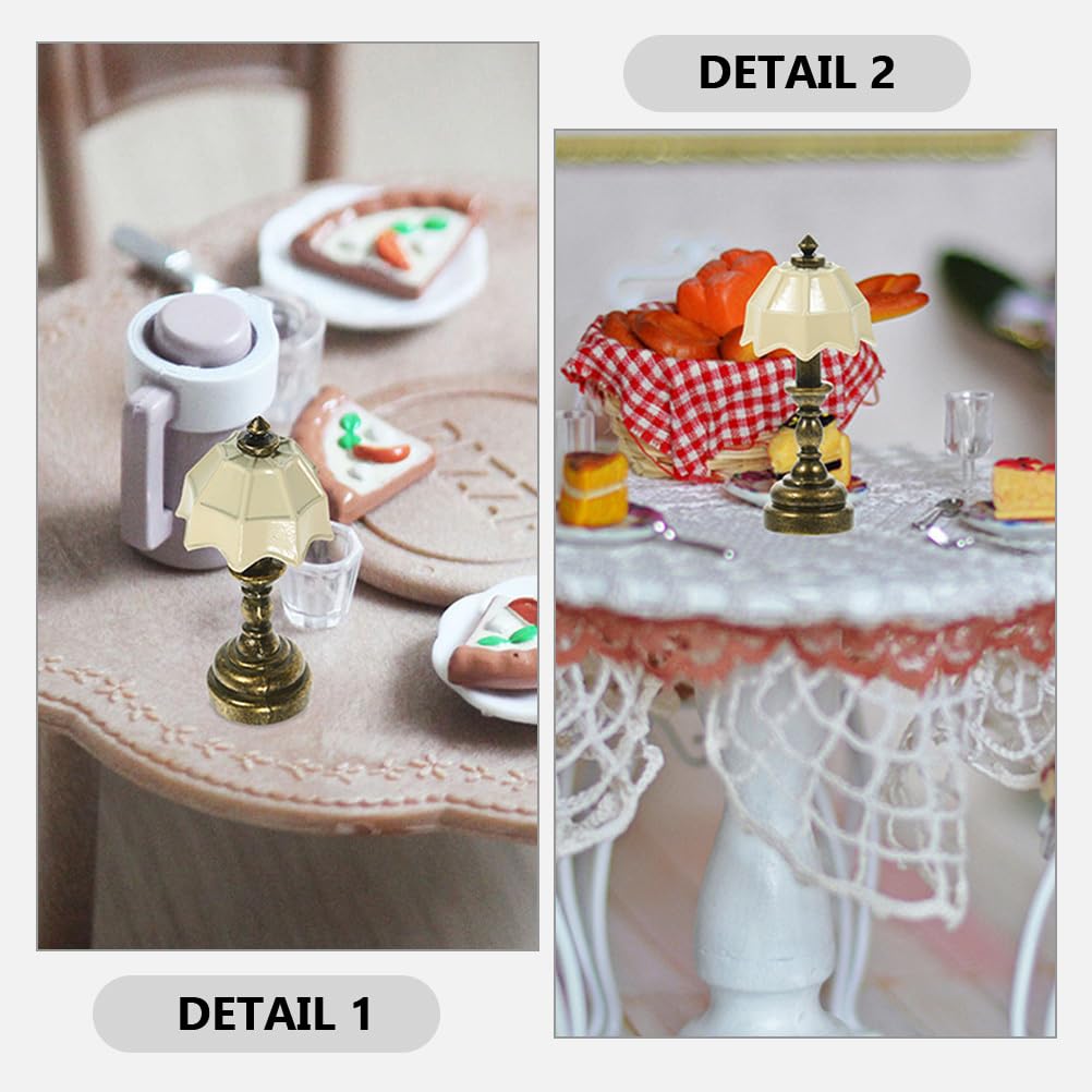 Miniature Dollhouse LED Table Lamp - Tiny Desk & Bedside Lighting for Dollhouse Bedroom Decor - Perfect for DIY Miniature House, Fairy Garden & Model Display Scenes