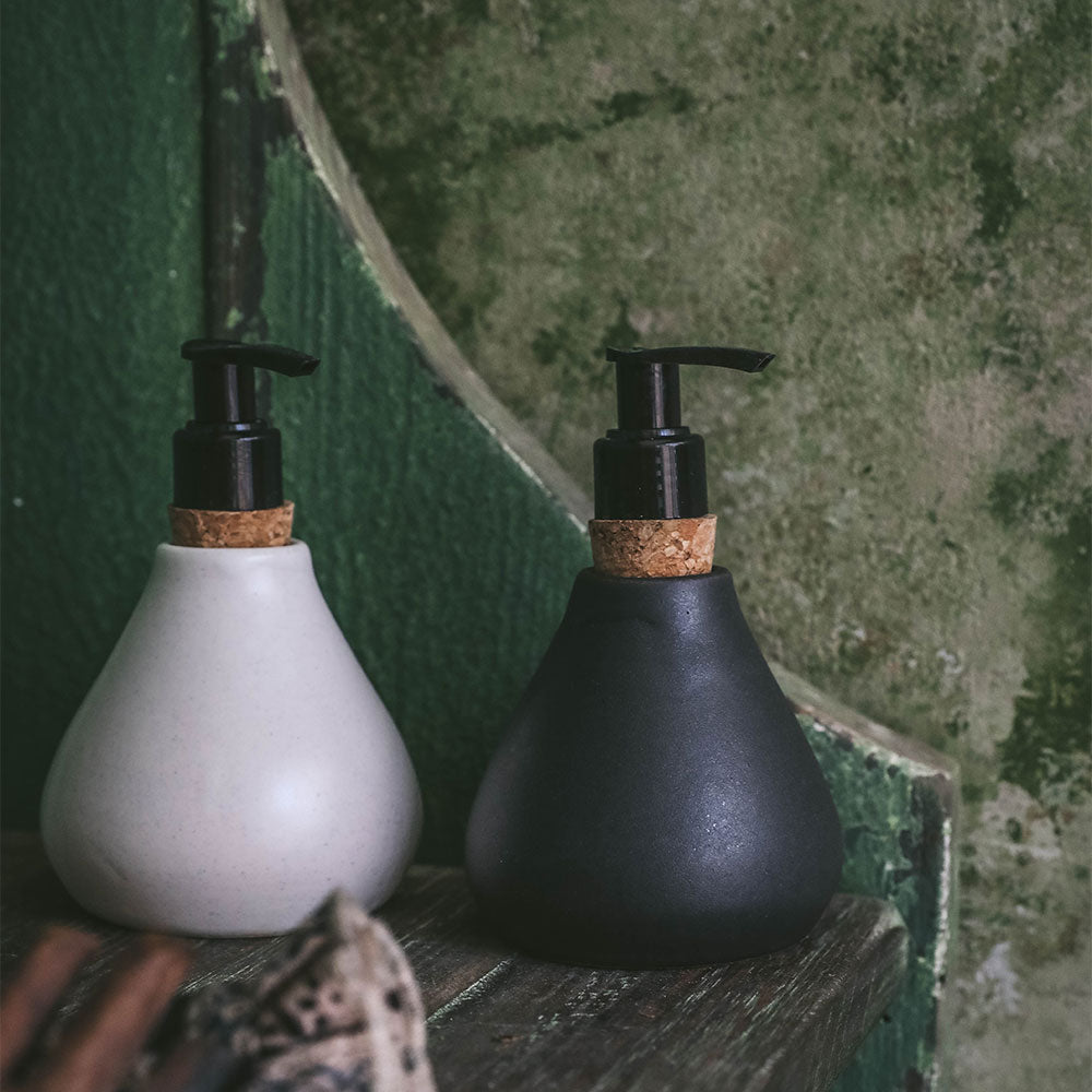 Handmade Ceramic Soap Dispenser for Bathroom & Kitchen - Elegant Liquid Soap Pump for Modern Farmhouse, Spa, and Luxury Home Decor