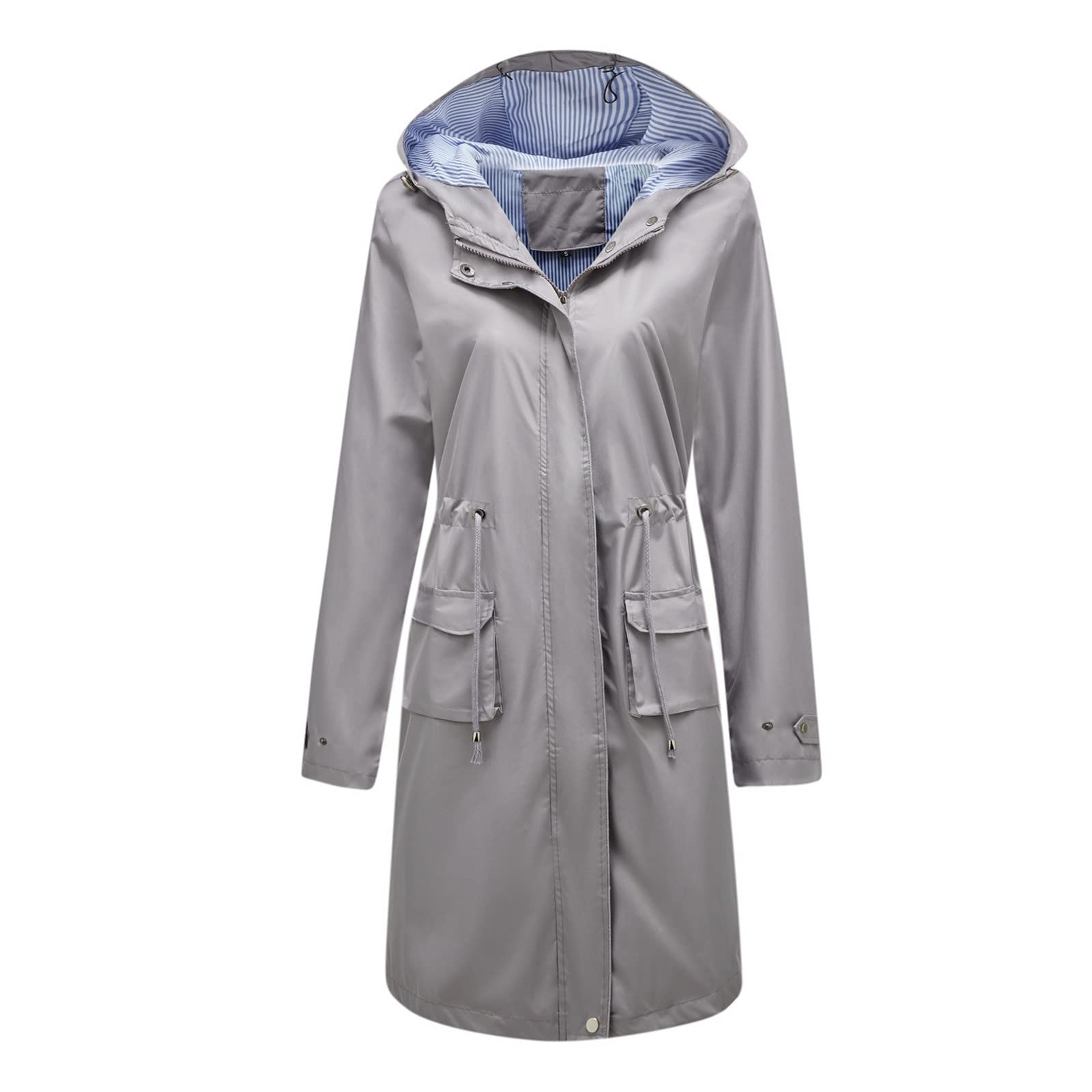 Women's Lightweight Waterproof Rain Jacket with Hood - Breathable Active Outdoor Trench Coat for Hiking, Travel & Commuting - Plus Size Swing Top Raincoat for All Seasons