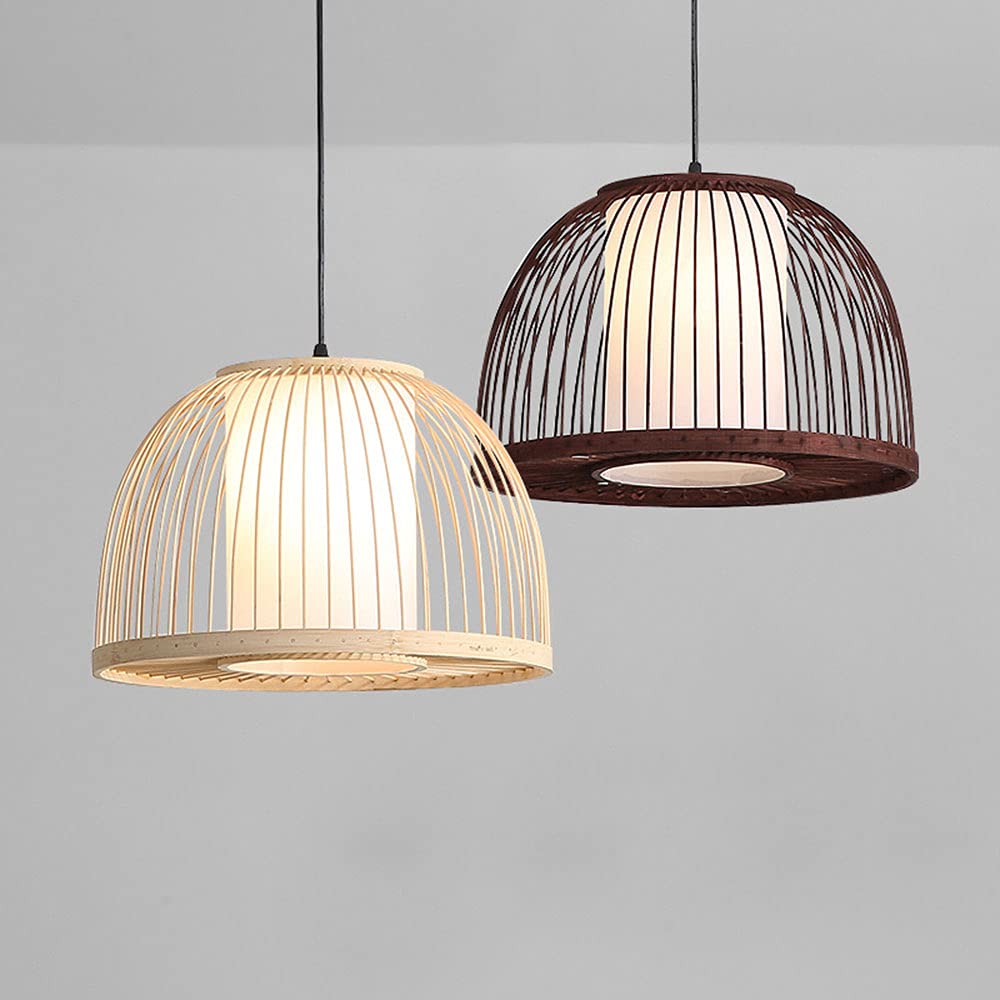 Japanese Style Natural Bamboo Pendant Lamp - Handwoven Rattan Ceiling Light Fixture for Farmhouse, Boho & Asian Decor | Perfect for Living Room, Bedroom, Dining Room & Patio Lighting