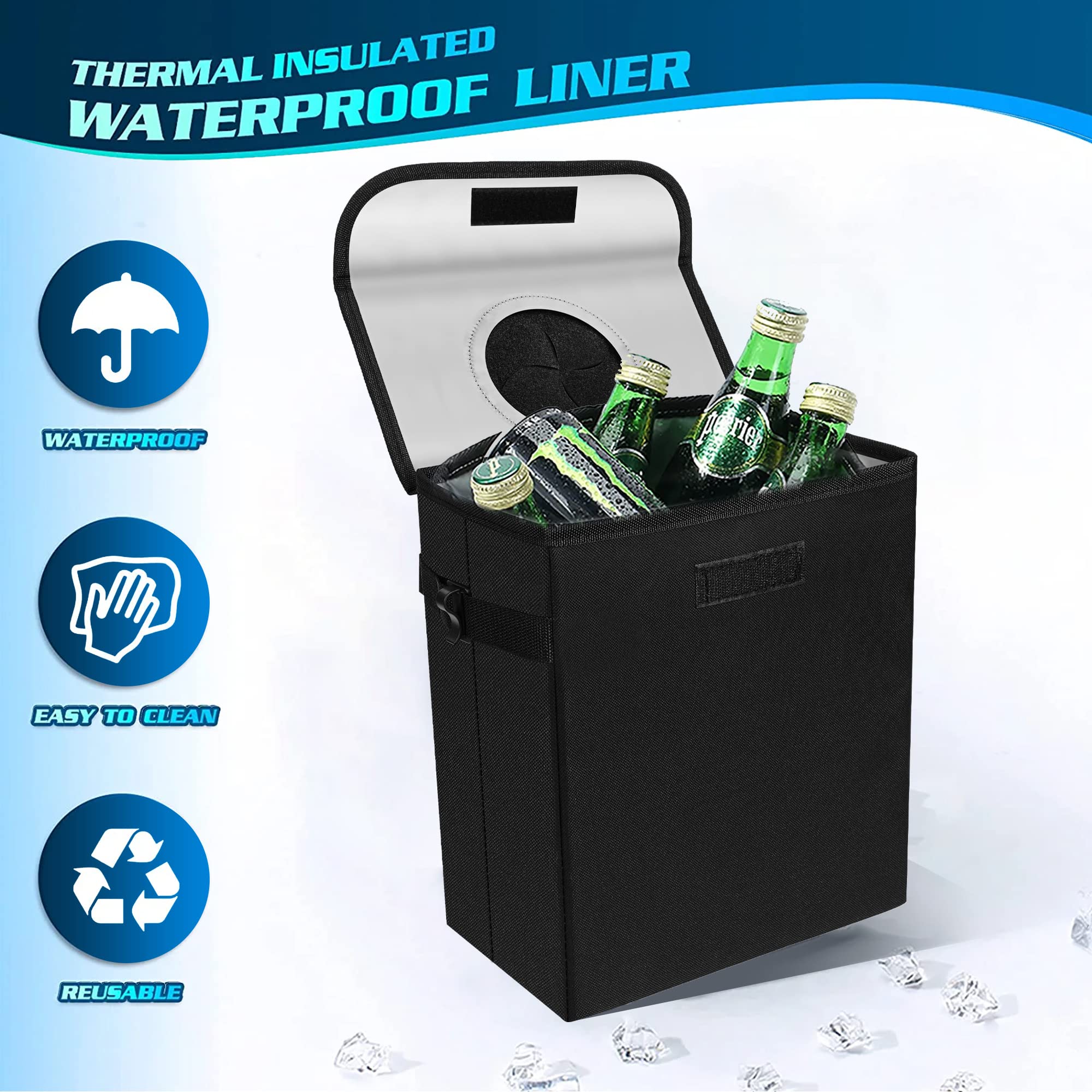 Leak-Proof Car Trash Can with Lid - Waterproof Vehicle Garbage Bin & Organizer for Cars, SUVs, Trucks - Perfect for Road Trips, Commuting & Keeping Your Car Clean