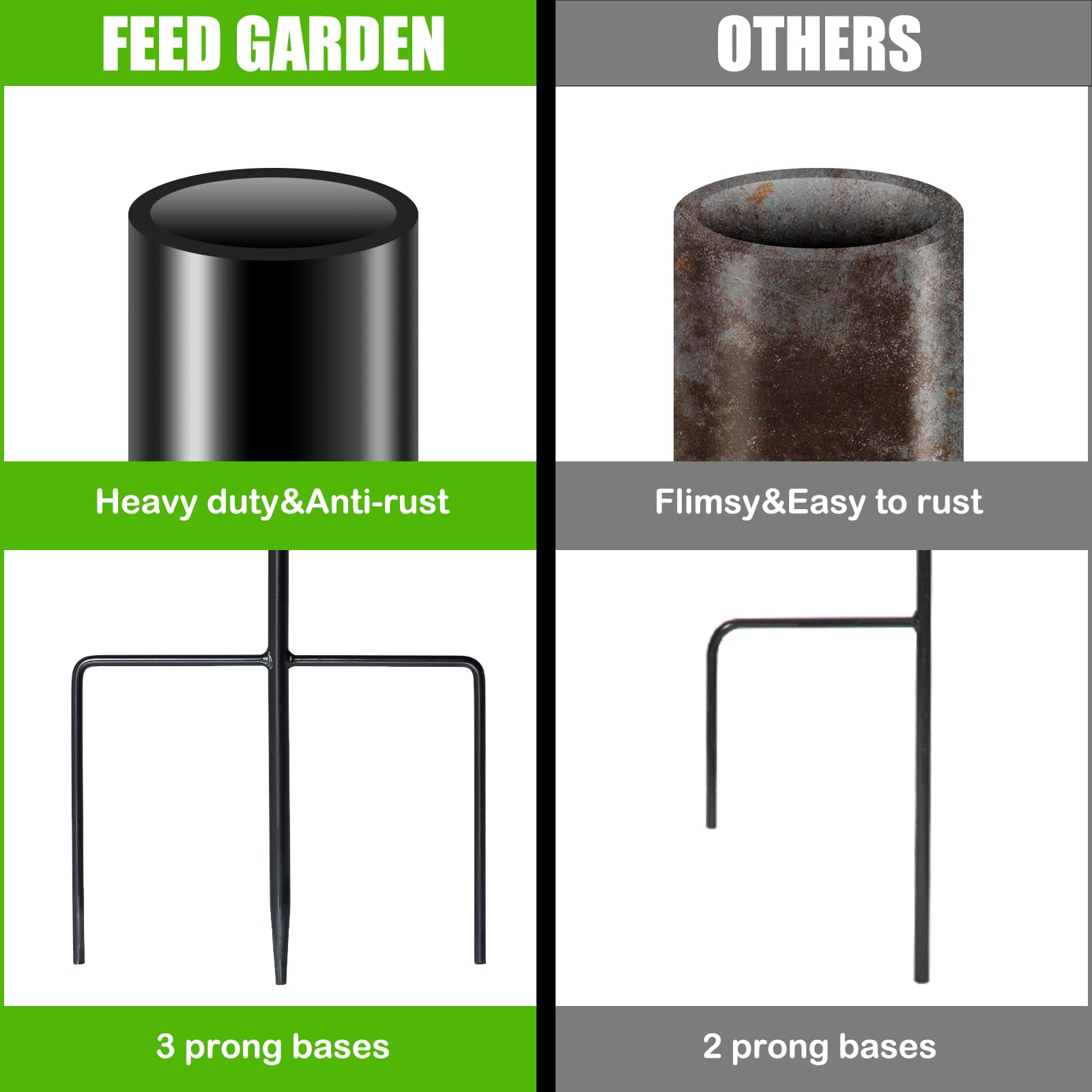 FEED GARDEN Adjustable 32 Inch Small Shepherd Hooks for Outdoor - 2 Pack Heavy Duty Garden Hooks for Hanging Plants, Bird Feeders, Lanterns, Solar Lights, Mason Jars & Wedding Decor - Perfect for Patio, Lawn, Yard & Garden Decoration