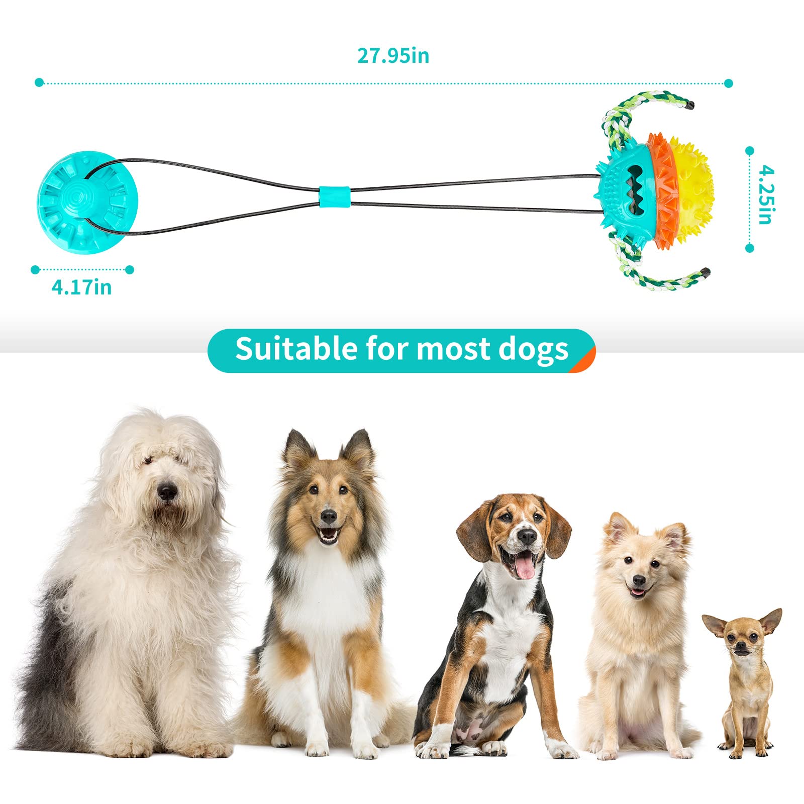 Durable Indestructible Dog Toys for Aggressive Chewers - Interactive Suction Cup Tug of War Toy & Treat Dispensing Puzzle Ball - Enrichment Chew Toys for Large Dogs (Yellow) - Perfect for Playtime, Training, and Mental Stimulation