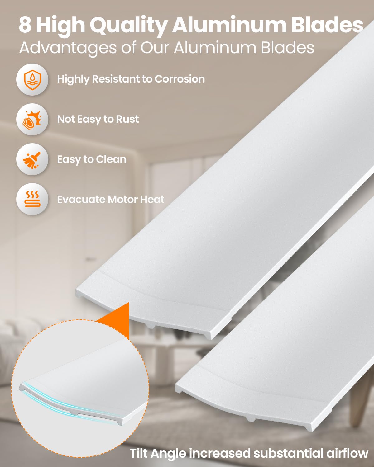 72 Inch Large Industrial Ceiling Fan with Light & Remote - 8 Aluminum Blades, Energy Efficient DC Motor, Reversible Airflow - Perfect for Living Room, Patio, Garage, Warehouse & Commercial Spaces - White - Ideal for Cooling Large Areas, Improving Air Circulation & Enhancing Home/Office Decor