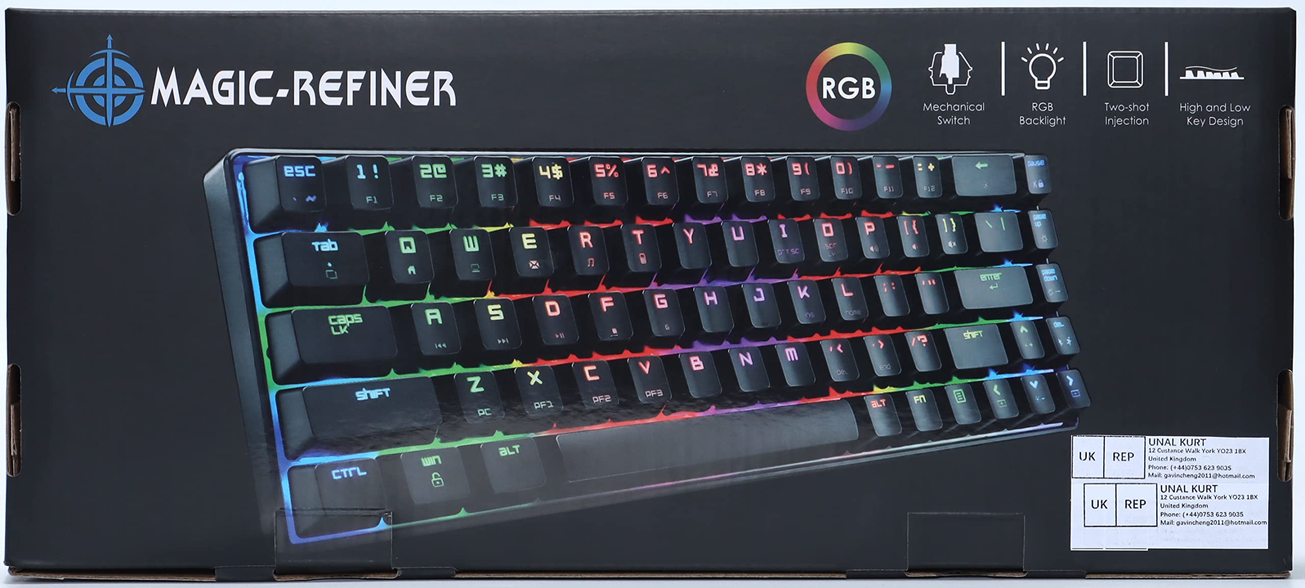 60% RGB Mechanical Gaming Keyboard - 68 Keys, USB Type-C, Waterproof for PC Gamers