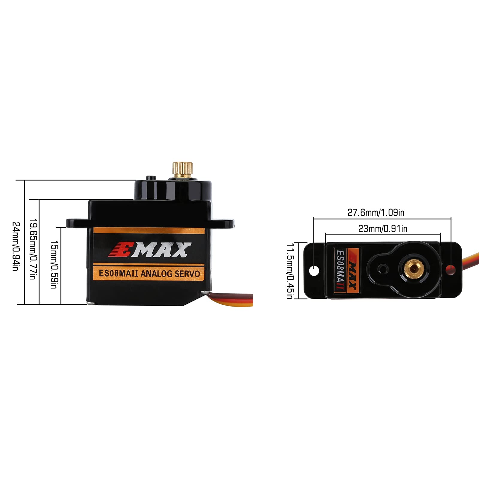 INJORA 2PCS EMAX ES08MAII 12g Analog RC Servo for AX24 1/24 Scale RC Crawler Car - SCX24 Upgrade Parts - Compatible with RC Cars, Boats & Models - Perfect for Crawling, Off-Roading & DIY RC Projects