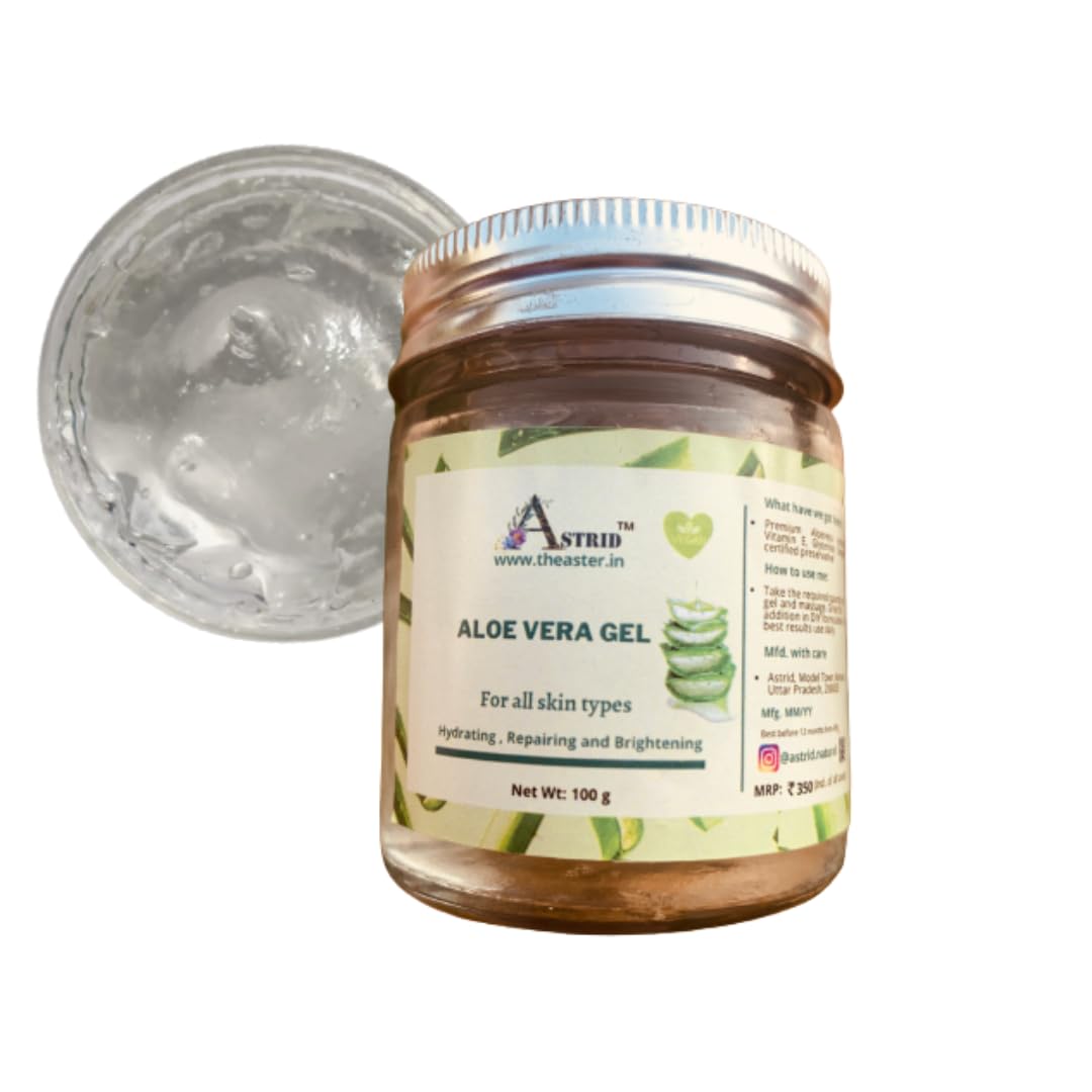 Astrid Aloe Vera Gel with Vitamin E & Glycerin - Paraben & Sulfate Free - Soothes Sunburn, Hydrates Skin & Promotes Hair Growth