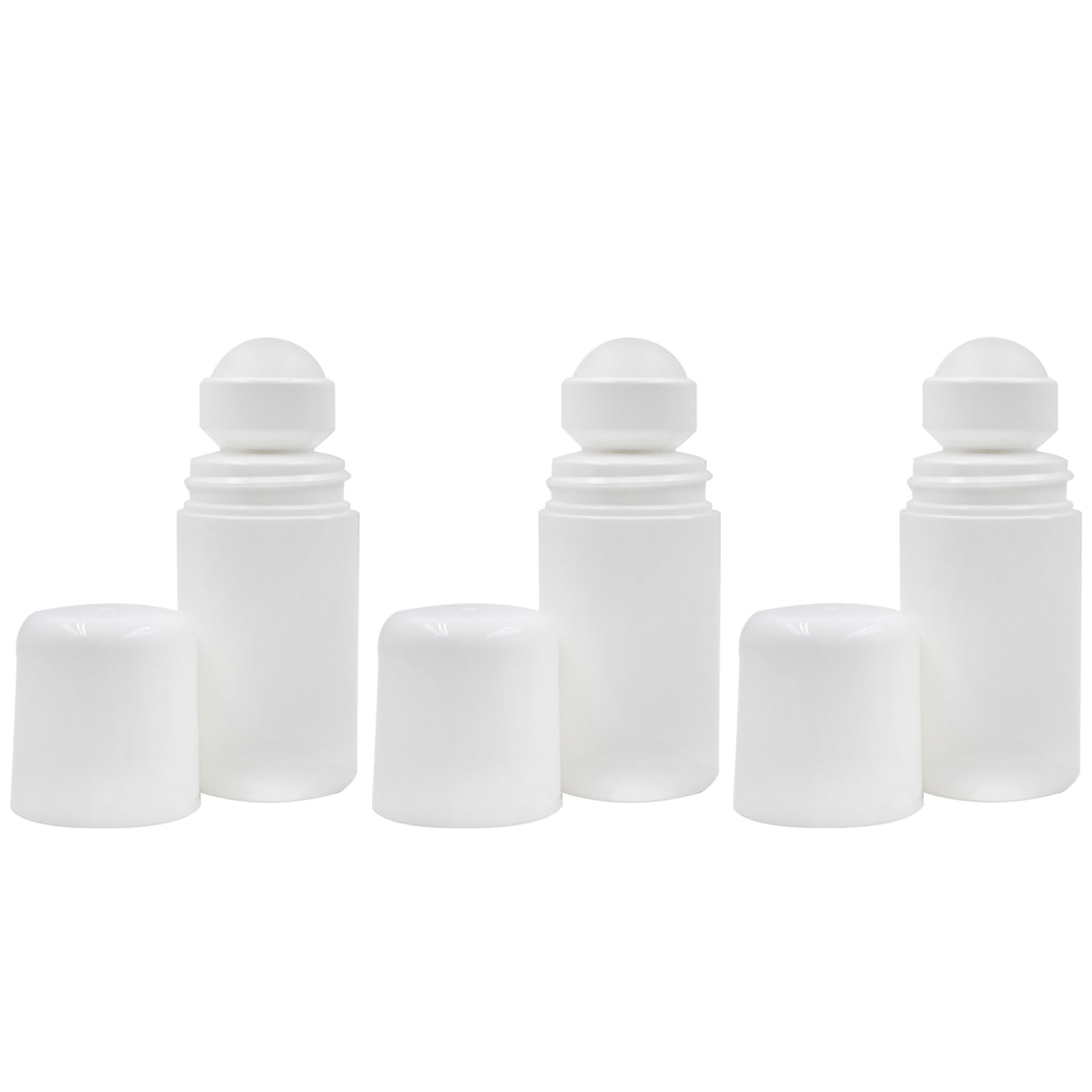 50ml HDPE Roll On Bottles with Plastic Roller & White Cap - Essential Oil Bottles, Perfume Containers, Leakproof Lip Balm Tubes (Pack of 3) - Perfect for DIY Aromatherapy, Travel-Sized Cosmetics & Homemade Skincare Products