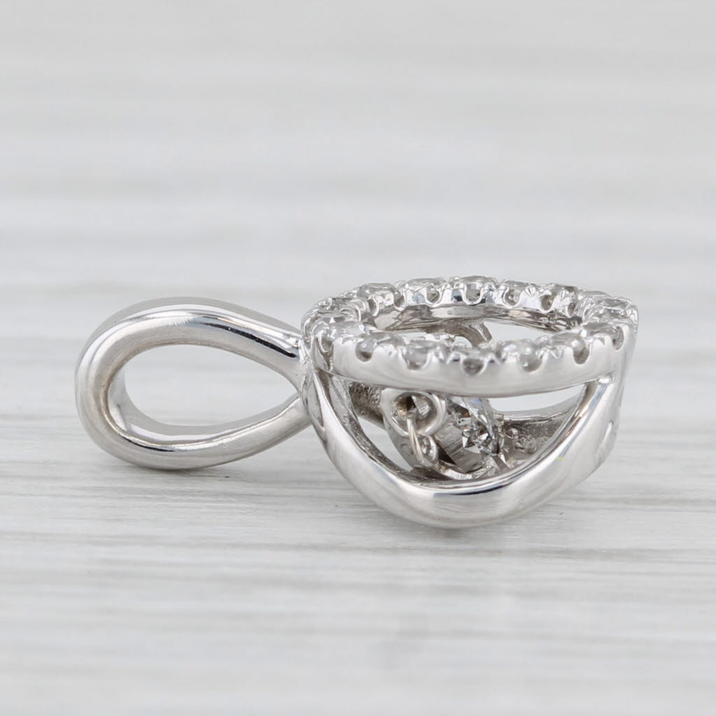 0.23ctw Moving Diamond Halo Pendant Necklace - 10k White Gold Small Drop Pendant for Women - Perfect for Anniversary Gifts, Valentine's Day & Special Occasions