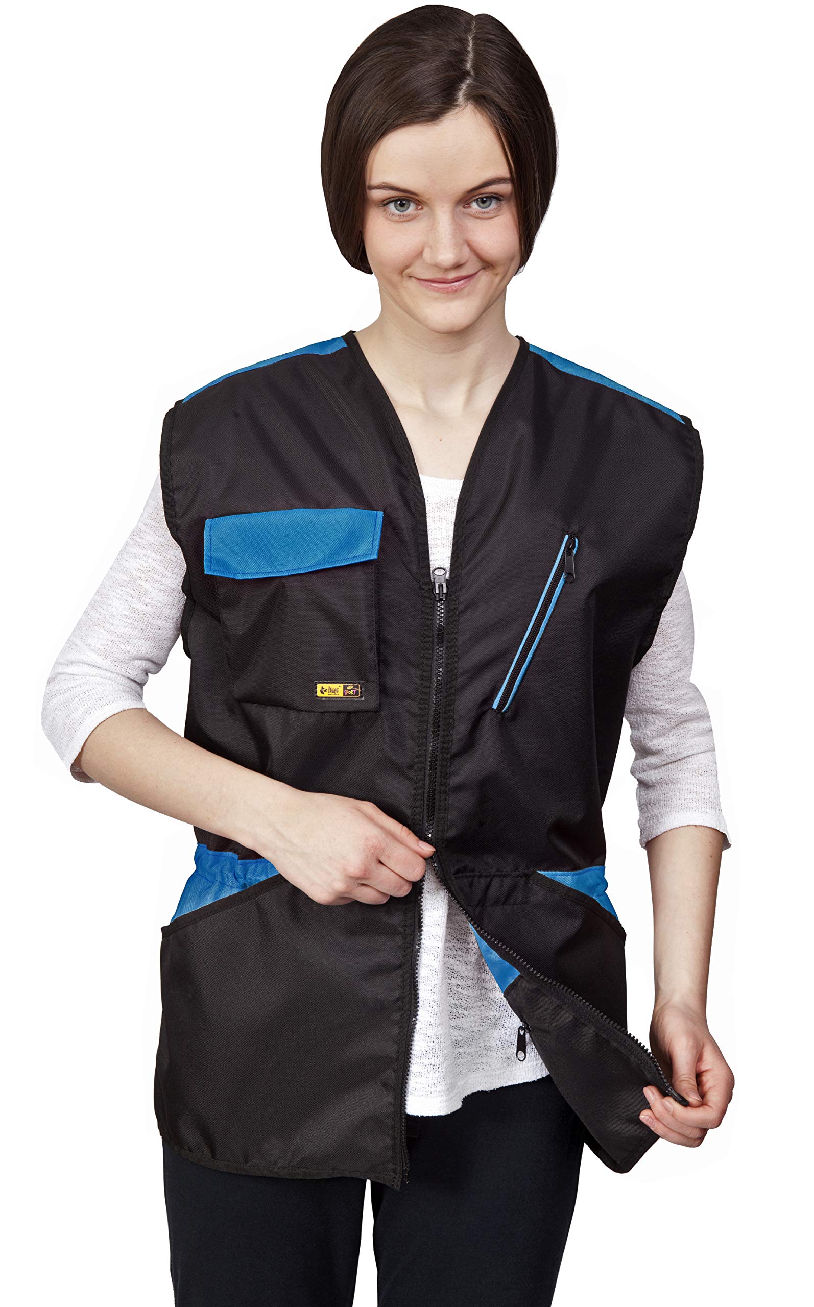Dingo Dog Training Vest for Agility Sports - Waterproof with Multiple Pockets for Toys & Treats, 2-Way Zipper & Drawstring Waist - Blue XL Size (16414-2) - Perfect for Outdoor Training, Beach Walks & Dog Sports