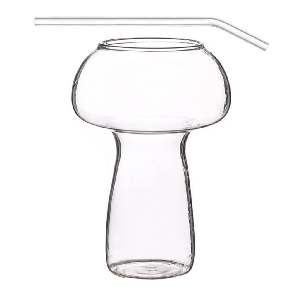 DOITOOL 12oz Clear Mushroom Design Wine Glasses - Elegant Cocktail, Champagne, Martini, Manhattan & Vodka Drinking Glasses - Vintage Barware for Parties, Weddings & Home Decor
