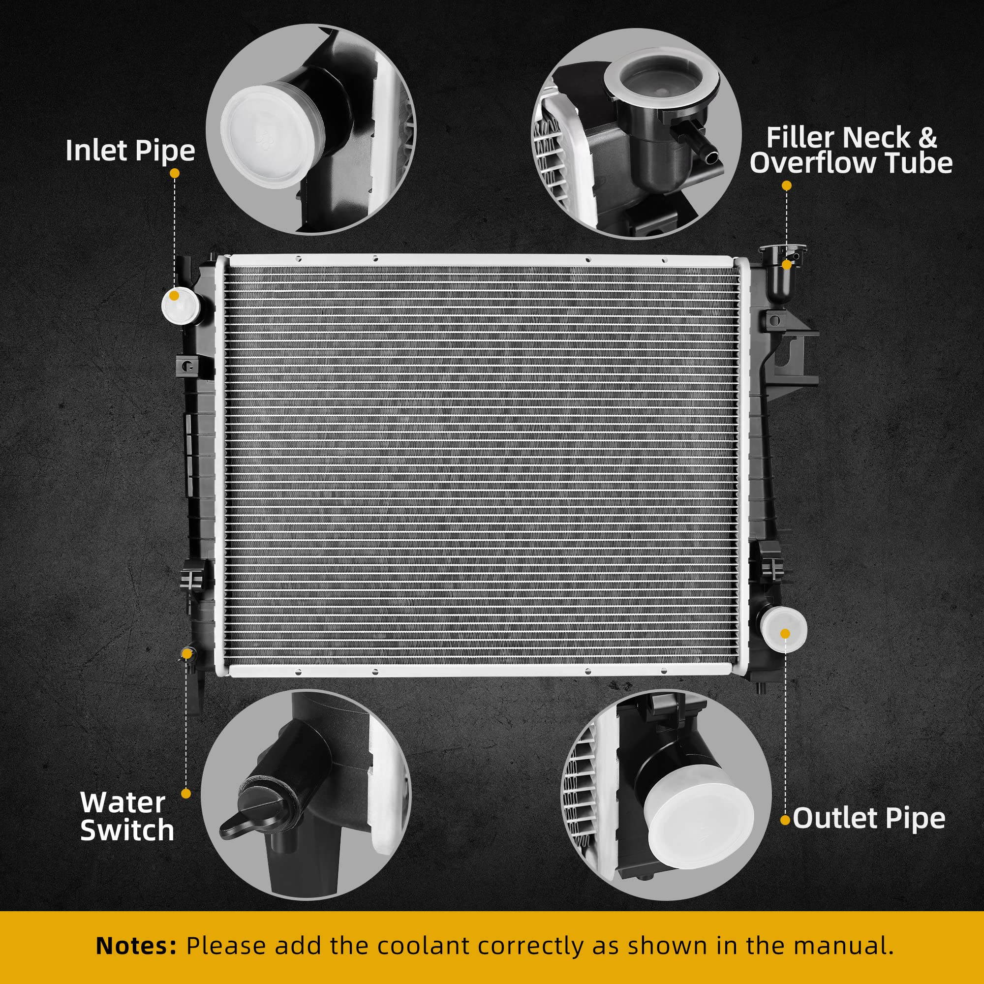 DWVO Complete Radiator Replacement for 2004-2008 Dodge Ram 1500 & 2004-2009 Ram 2500/3500 5.7L V8 - Heavy Duty Cooling System for Towing, Off-Road & Daily Driving