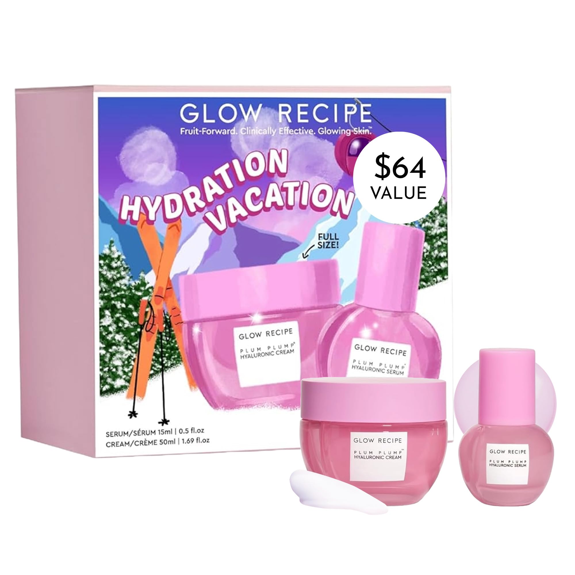 Glow Recipe Hydration Vacation Skincare Set - Plum Plump Hyaluronic Acid Moisturizer & Face Serum with Antioxidant Plum & Vitamin B5 for Skin Barrier Repair & Deep Hydration (2-Piece Set) | Perfect for Dry Skin Care Routine, Travel Skincare Essentials & Daily Moisturizing Regimen