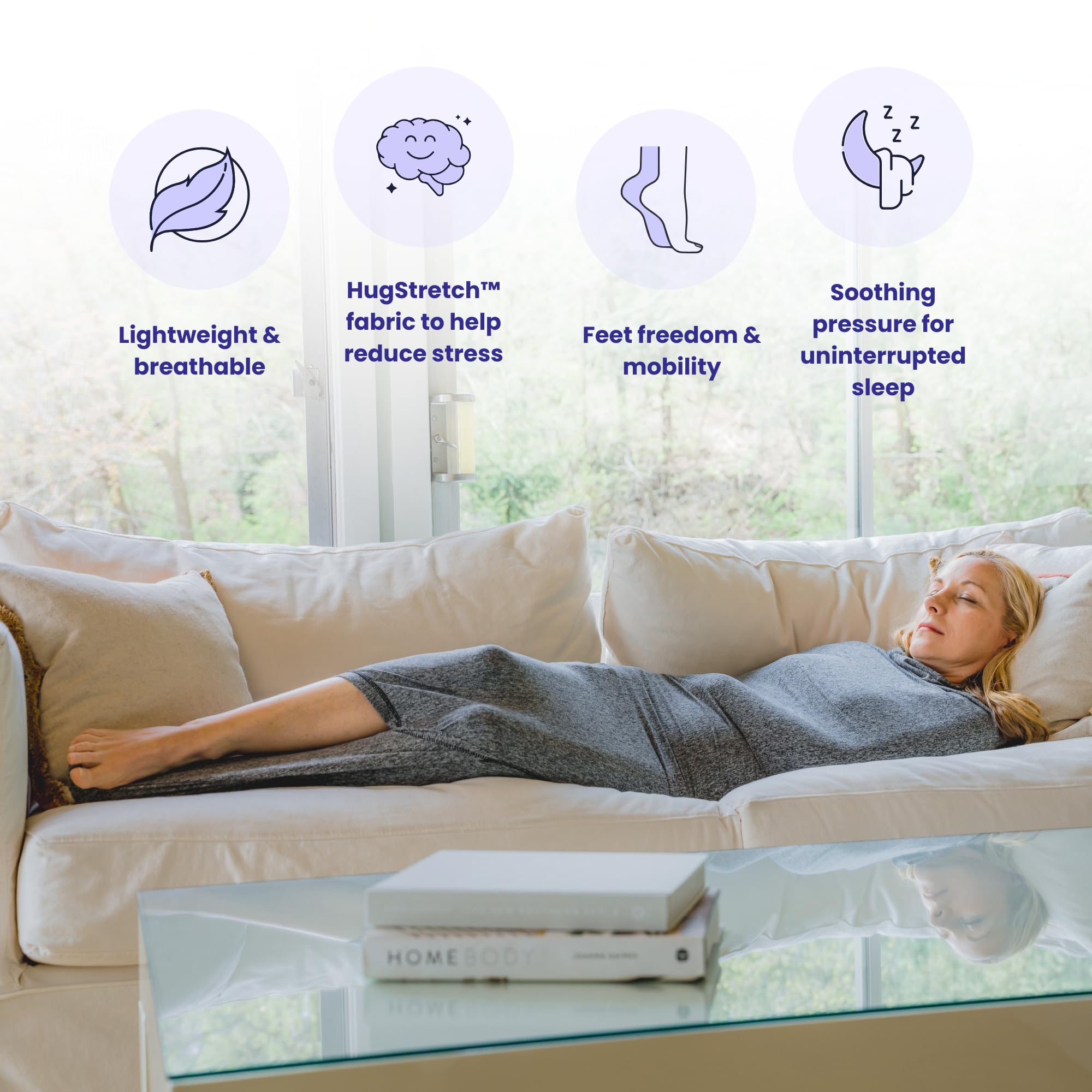 Hug Sleep Hooded Sleep Pod - Wearable Blanket with Comfortable Hoodie | Weighted Blanket Alternative | Cooling Sensory for Adults & Kids | Machine Washable Cozy Gift (Grey, XL) - Perfect for Relaxation, Anxiety Relief & Better Sleep