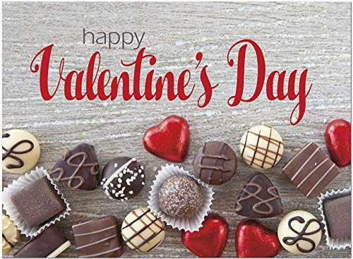 25 Valentine's Day Greeting Cards with Chocolate Treats Design - Includes 26 White Envelopes - FSC Certified - Perfect for Romantic Gifts, Anniversaries & Love Notes