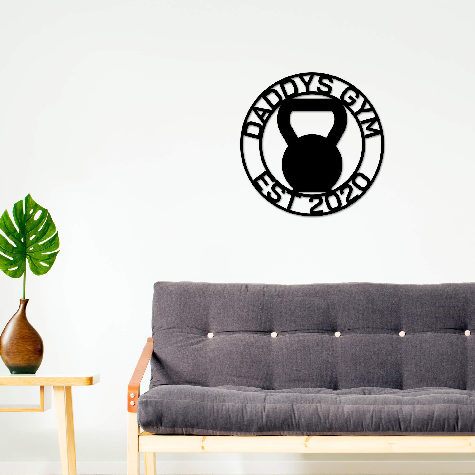 Personalized Gym Sign - Custom Kettlebell & Barbell Metal Wall Art for Home Gym, CrossFit & Outdoor Workout Spaces - Perfect for Fitness Enthusiasts & Gym Decor