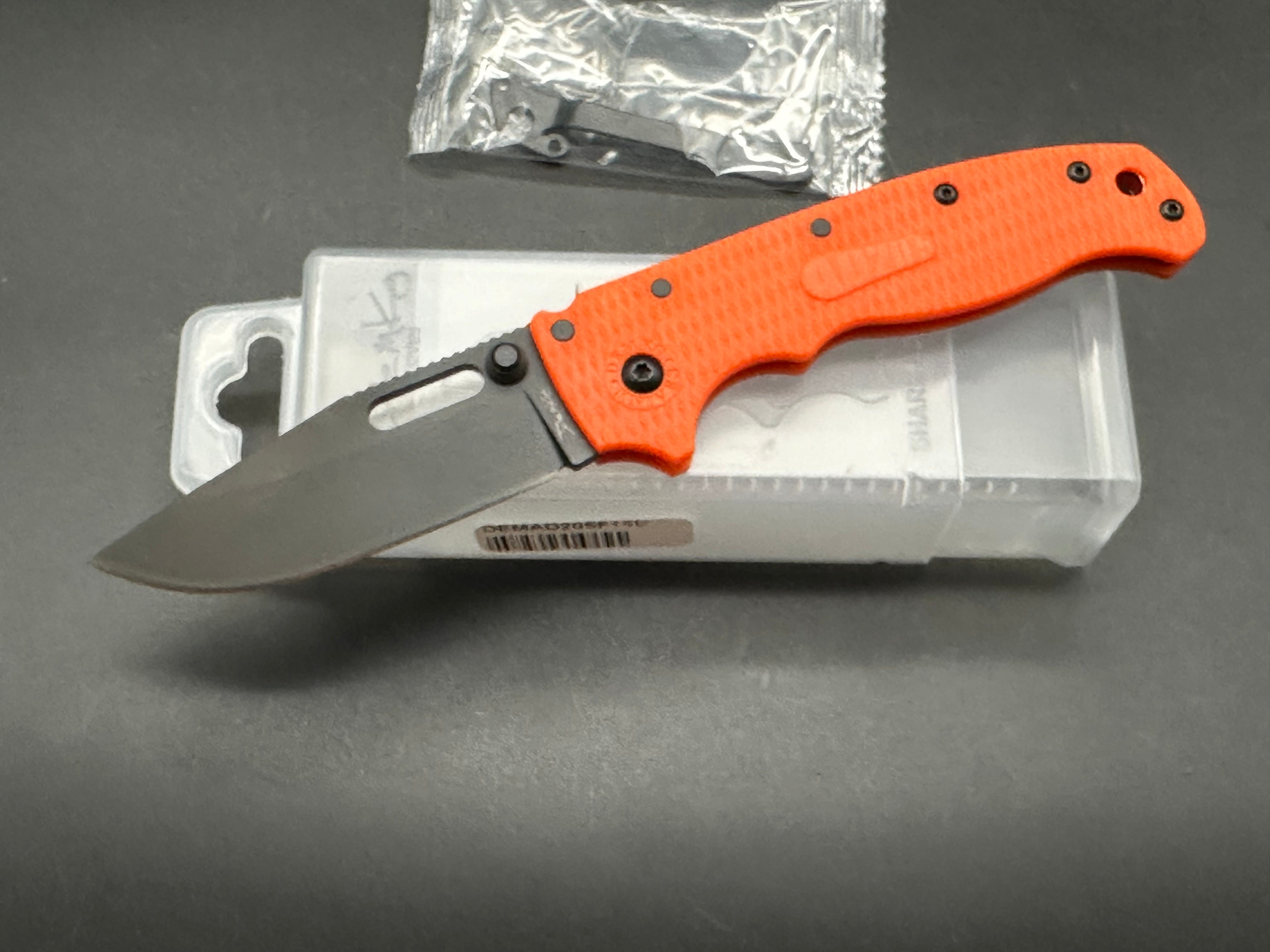 Demko AD20.5 Shark Lock Folding Knife - Orange Grivory Handle with 3.2