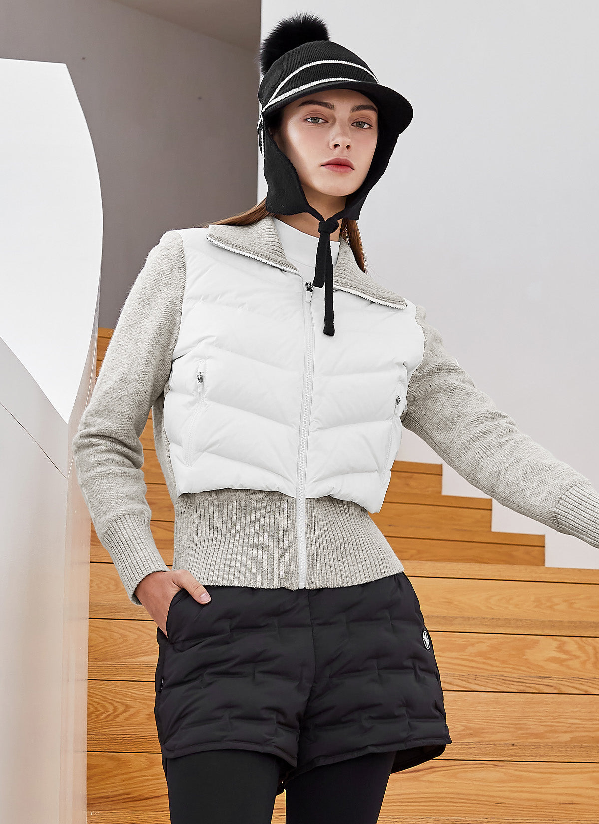 Women's Hybrid Knit Goose Down Jumper - Warm Winter Coat for Outdoor Activities & Casual Wear