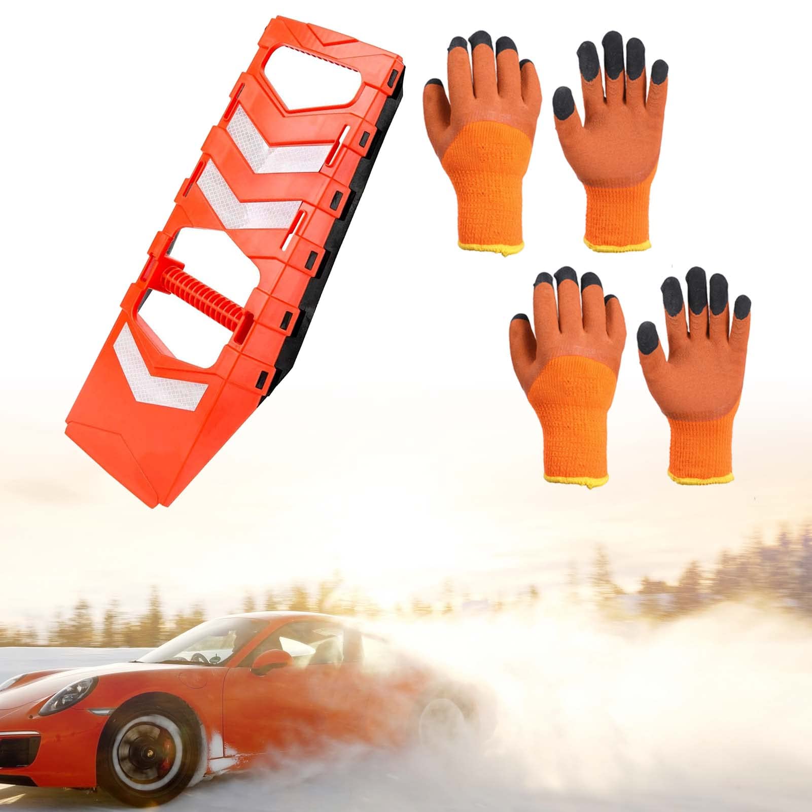 JCZR Heavy Duty Car Snow Shovel and Ice Scraper with Thickened Winter Gloves - Portable Compact Snow Removal Tool for Vehicles, Trucks, Camping & Outdoor Use - Perfect for Winter Emergencies, Road Trips and Driveway Clearing