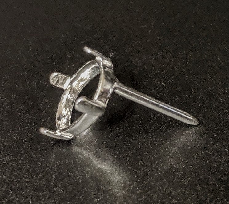 8x6mm to 16x12mm Oval Cabochon Sterling Silver or 14K Gold Tie Tack Pin - 4 Prong Gemstone Setting for DIY Jewelry Making & Custom Accessories (Perfect for Formal Events, Gifts & Men's Fashion)