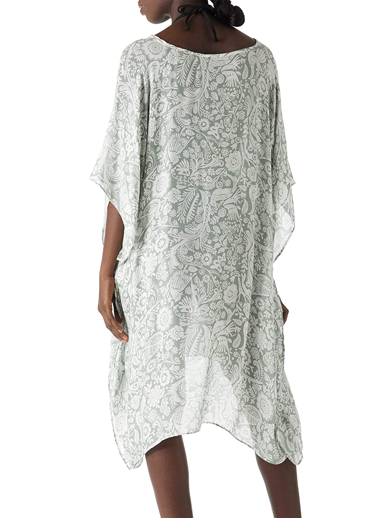 Floral Print Women's Swimsuit Cover Up - Lightweight Beach Kaftan for Pool, Vacation & Summer Outfits | Perfect for Beach Parties, Resort Wear & Tropical Getaways