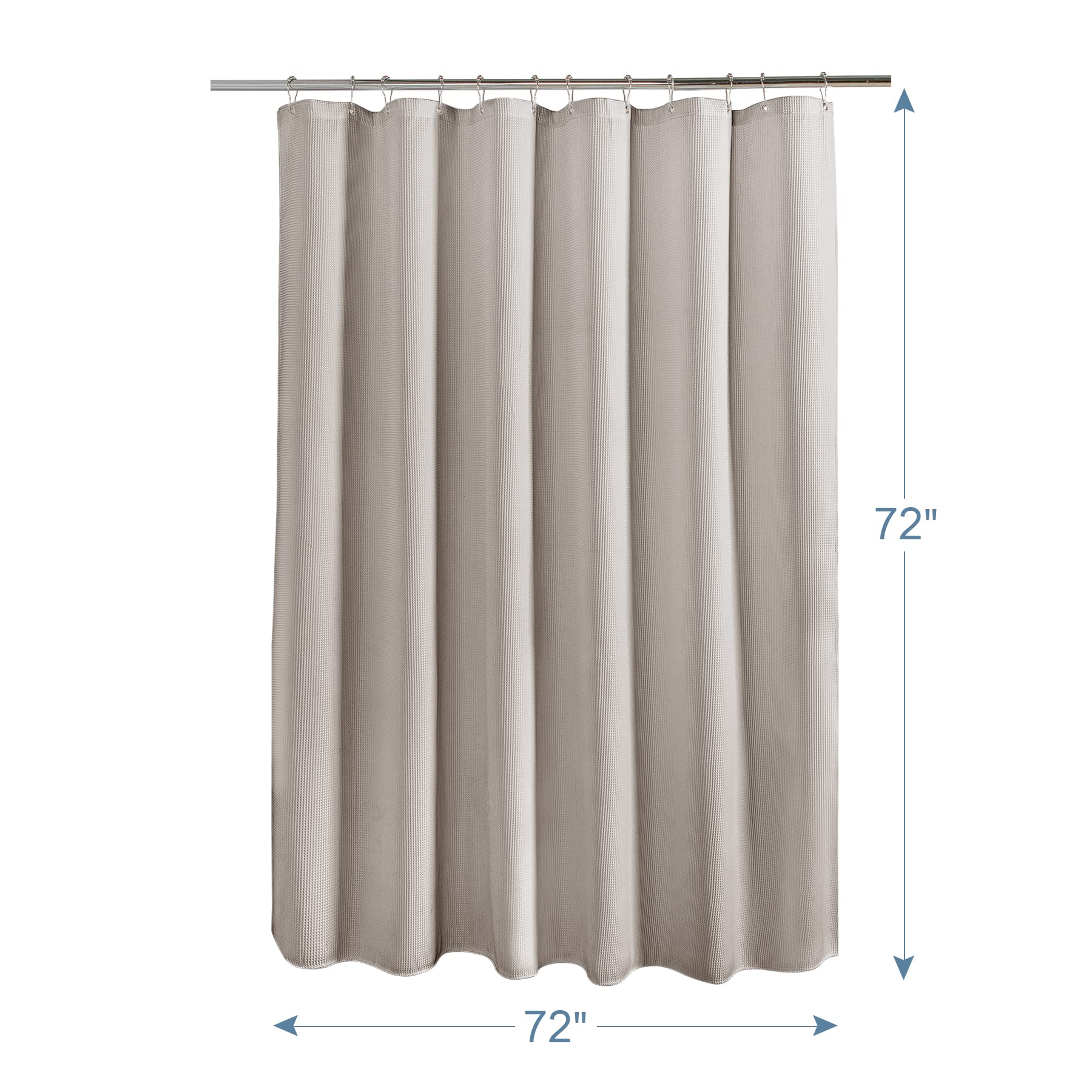 Premium Waffle Weave Shower Curtain - 72x72 Inch Heavy Duty Khaki Bathroom Curtain, Hotel Quality Fabric for Luxurious Bath & Spa Experience