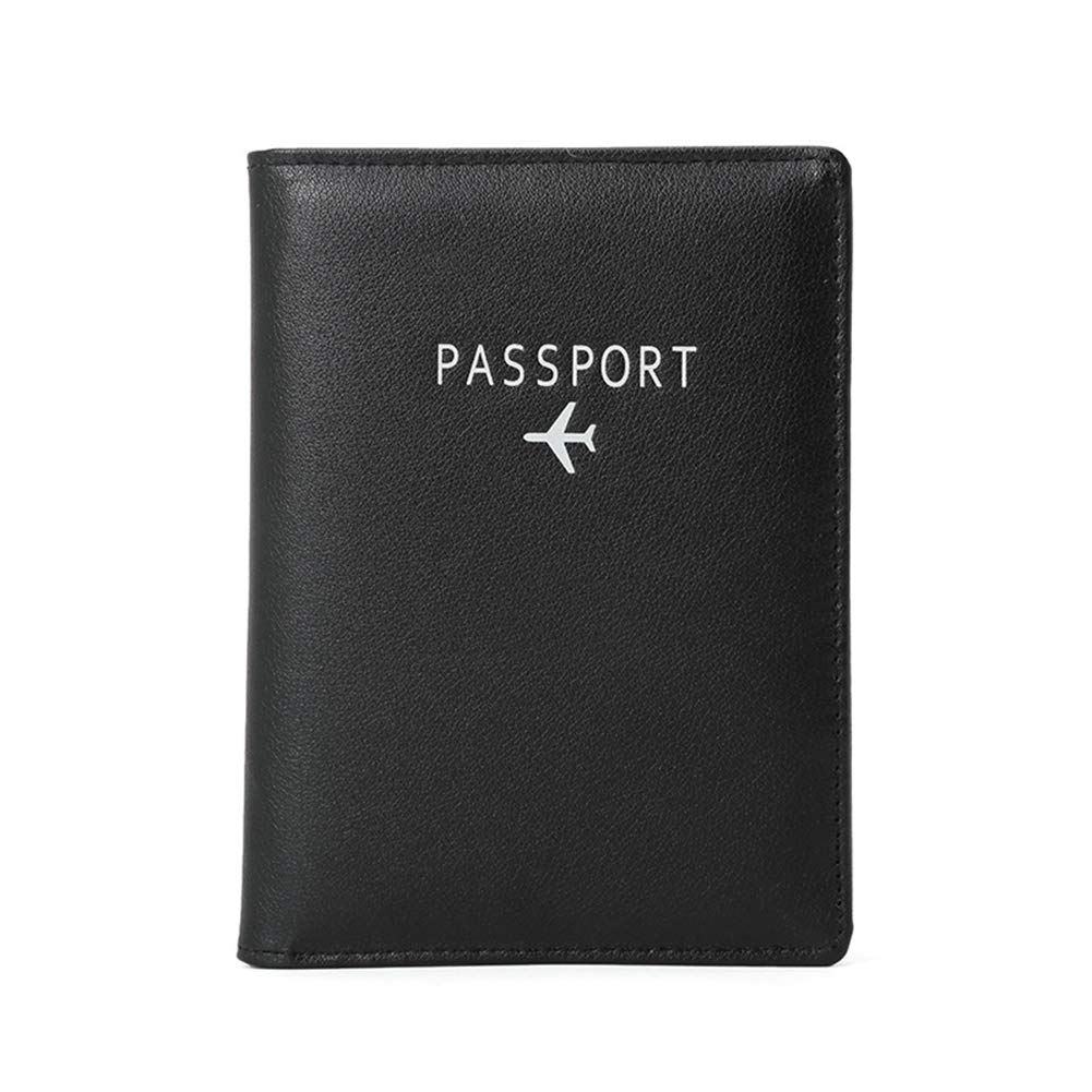 BAKUN RFID Blocking Leather Travel Wallet & Passport Holder - Family Document Organizer with Card Slots for Secure Travel (Black) - Perfect for Airports, Vacations & International Trips