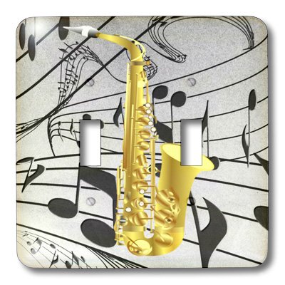 3D Rose Double Toggle Switch with Gold Saxophone on Music Notes - Perfect for Guitar, Bass & Audio Equipment Control Panels - Stage & Studio Use