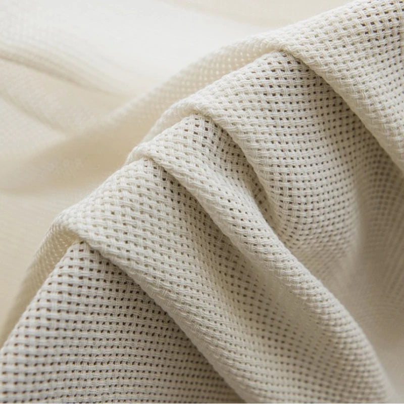 Eleanor Ivory Mesh Embossed Custom Semi-Sheer Curtains - Elegant Window Treatment for Living Room, Bedroom & Nursery