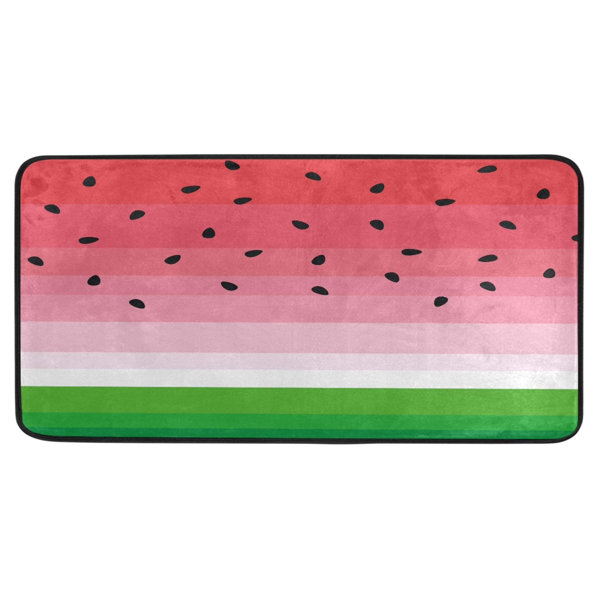 Non-Slip Watermelon Print Kitchen Floor Mat with Black Seeds - Modern Polyester Indoor/Outdoor Rug for Living Room, Bathroom, Entryway - Anti-Skid Home Decor Runner 39x20 Inches - Perfect for Summer Decor, Poolside, and Farmhouse Style Kitchens