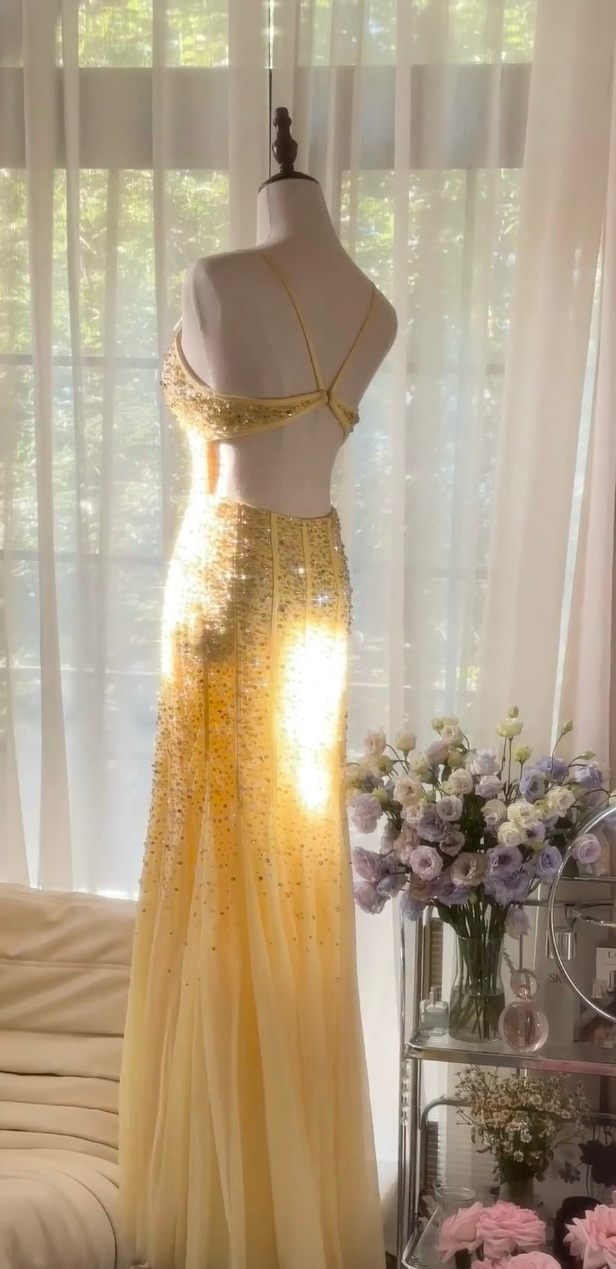Elegant Backless Mermaid Yellow Prom Dress with Sequin Details - Formal Evening Gown J6546 for Homecoming, Pageant & Special Occasions
