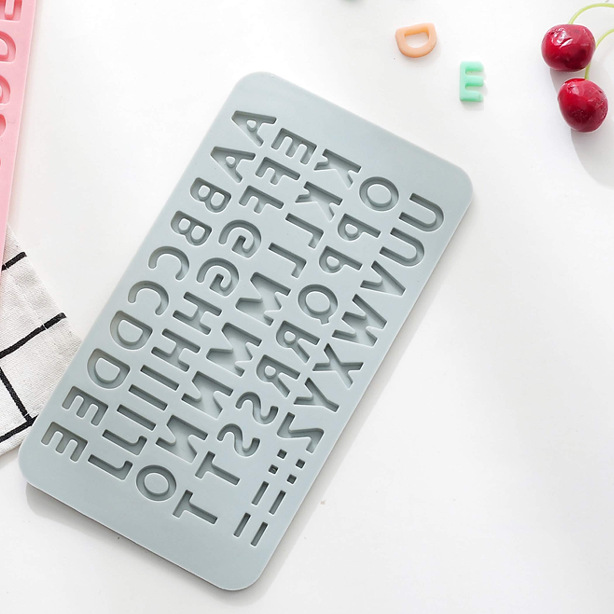 Verdental Silicone Alphabet Letter Molds & Number Candy Molds Set of 2 - Non-Stick Chocolate, Gummy, Ice Cube Molds for Birthday Cake Decorations (Blue) - Perfect for DIY Desserts, Party Treats & Baking Crafts