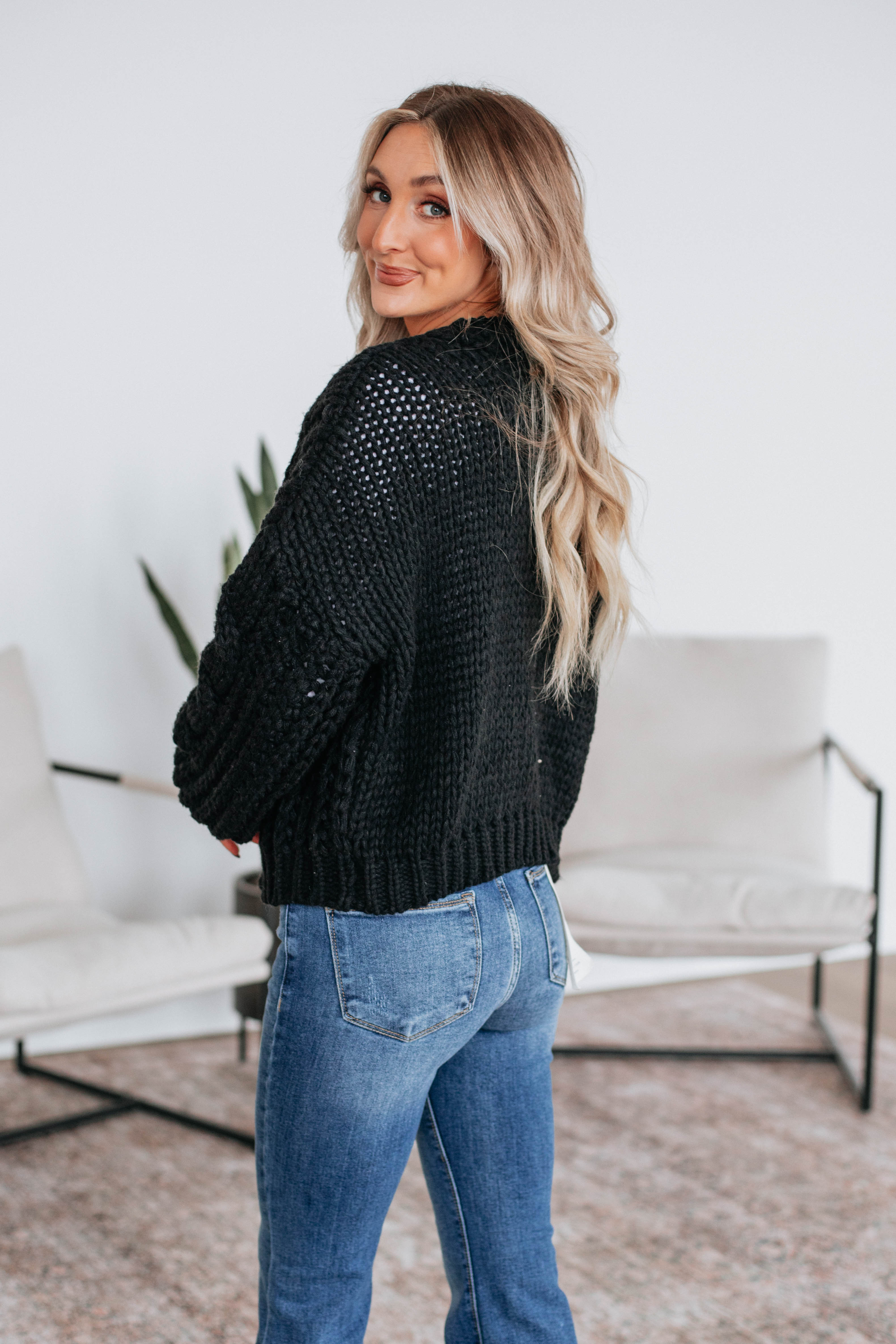 Annalise Knit Cardigan for Women - Soft & Cozy Black Open Front Sweater | Perfect for Fall, Winter & Layering Outfits