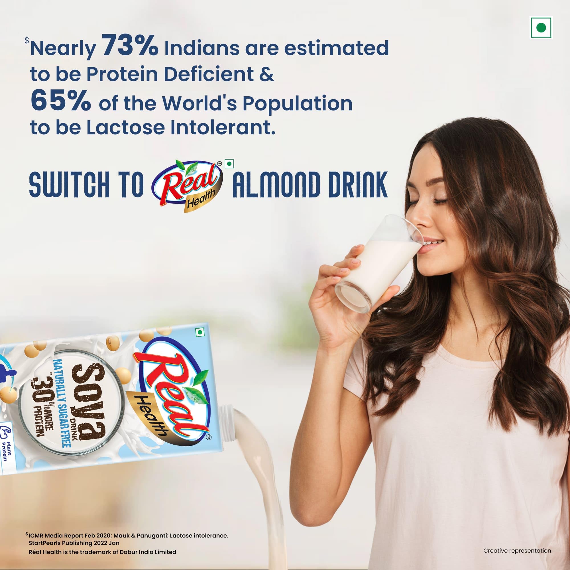 Real Health SOYA Milk 1L - Sugar Free, Lactose Free, Cholesterol Free Plant-Based Beverage | Gluten Free & No Preservatives | Healthy Vegan Milk Alternative for Coffee, Smoothies & Breakfast