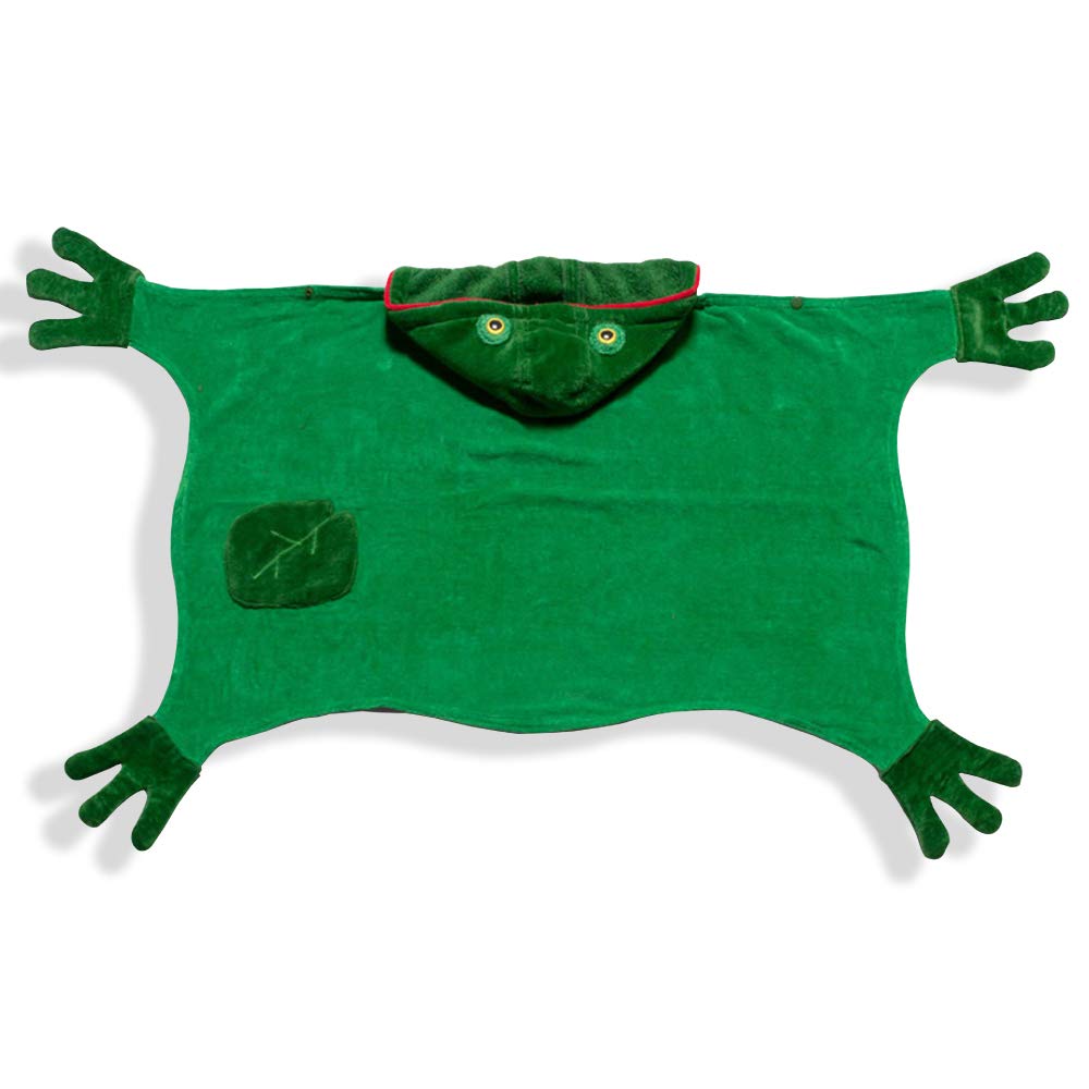Soft Green Hooded Frog Towel for Kids - Small 100% Cotton Bath & Beach Towel - Machine Washable - Perfect for Swimming Pool, Baby Shower & Toddler Bath Time