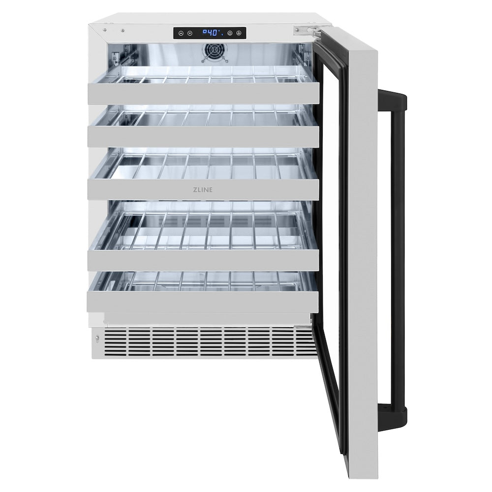 ZLINE Autograph Edition 24 Inch Touchstone Dual Zone 44 Bottle Wine Cooler with Stainless Steel Glass Door & Matte Black Handle - Perfect for Home Bars, Restaurants, and Wine Cellars (RWDOZ GS 24 MB)