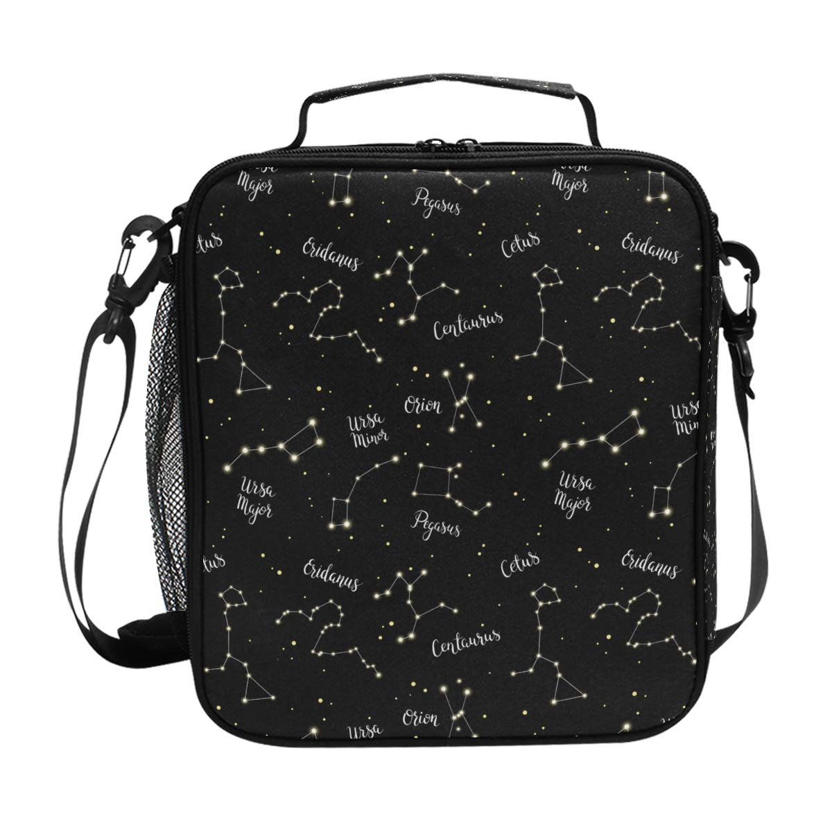 Reusable Insulated Lunch Box Tote Bag for Women & Kids - Constellation Pattern School Cooler Bag - Perfect for School, Work, Picnics & Outdoor Activities