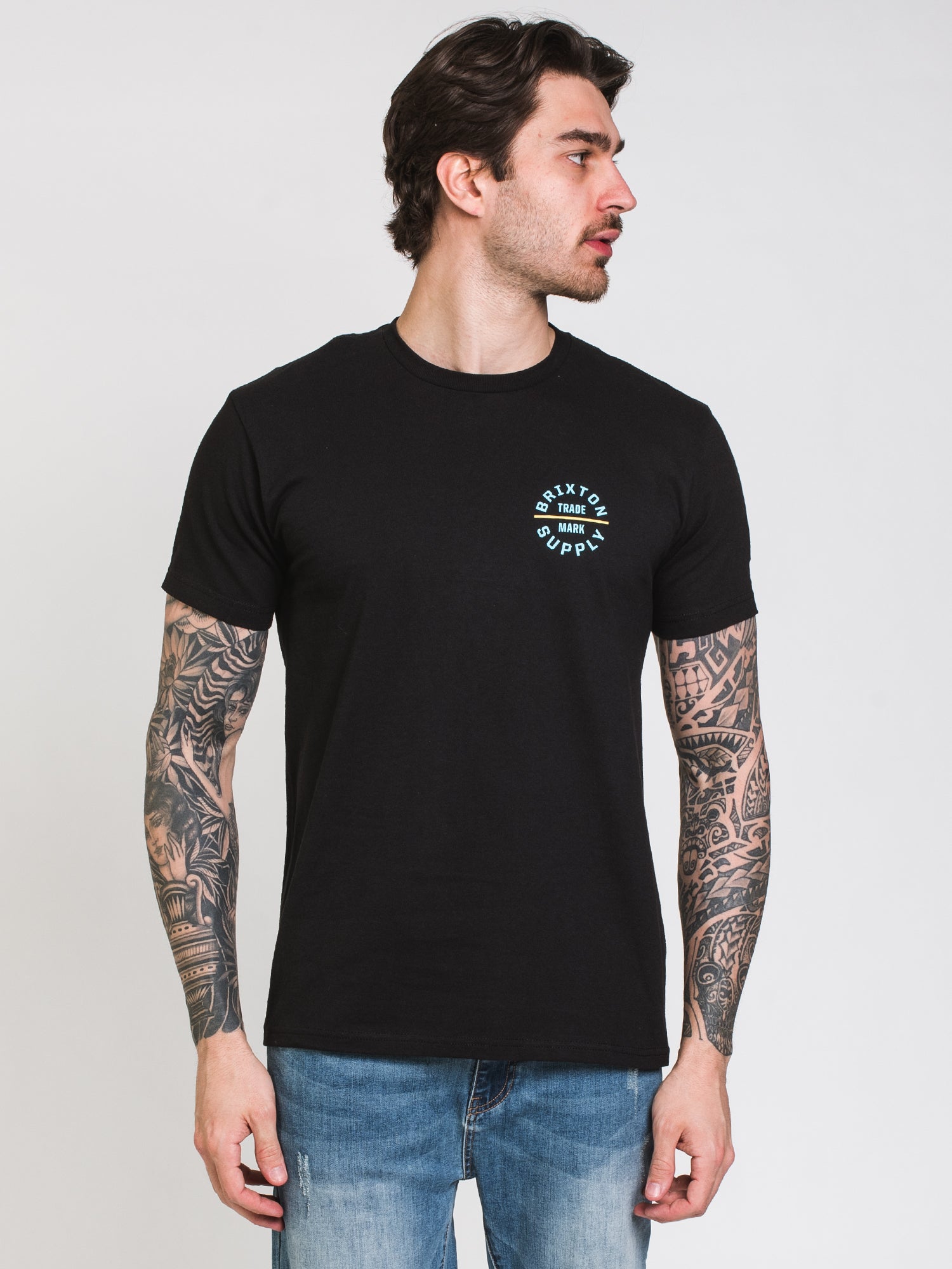 Brixton Oath V-Neck T-Shirt for Men - Soft Cotton Casual Tee - Clearance Sale | Perfect for Everyday Wear, Street Style & Layering