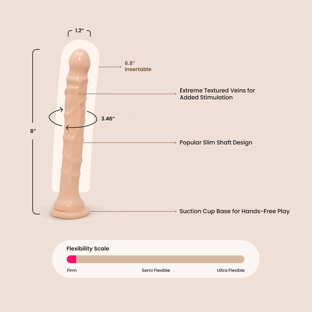 Raging Hard Ons Slimline 8 Inch Realistic Dildo - Lifelike Silicone Adult Toy for Solo Play & Couples Use - Perfect for BDSM, Fantasy Fulfillment & Spicing Up Your Sex Life