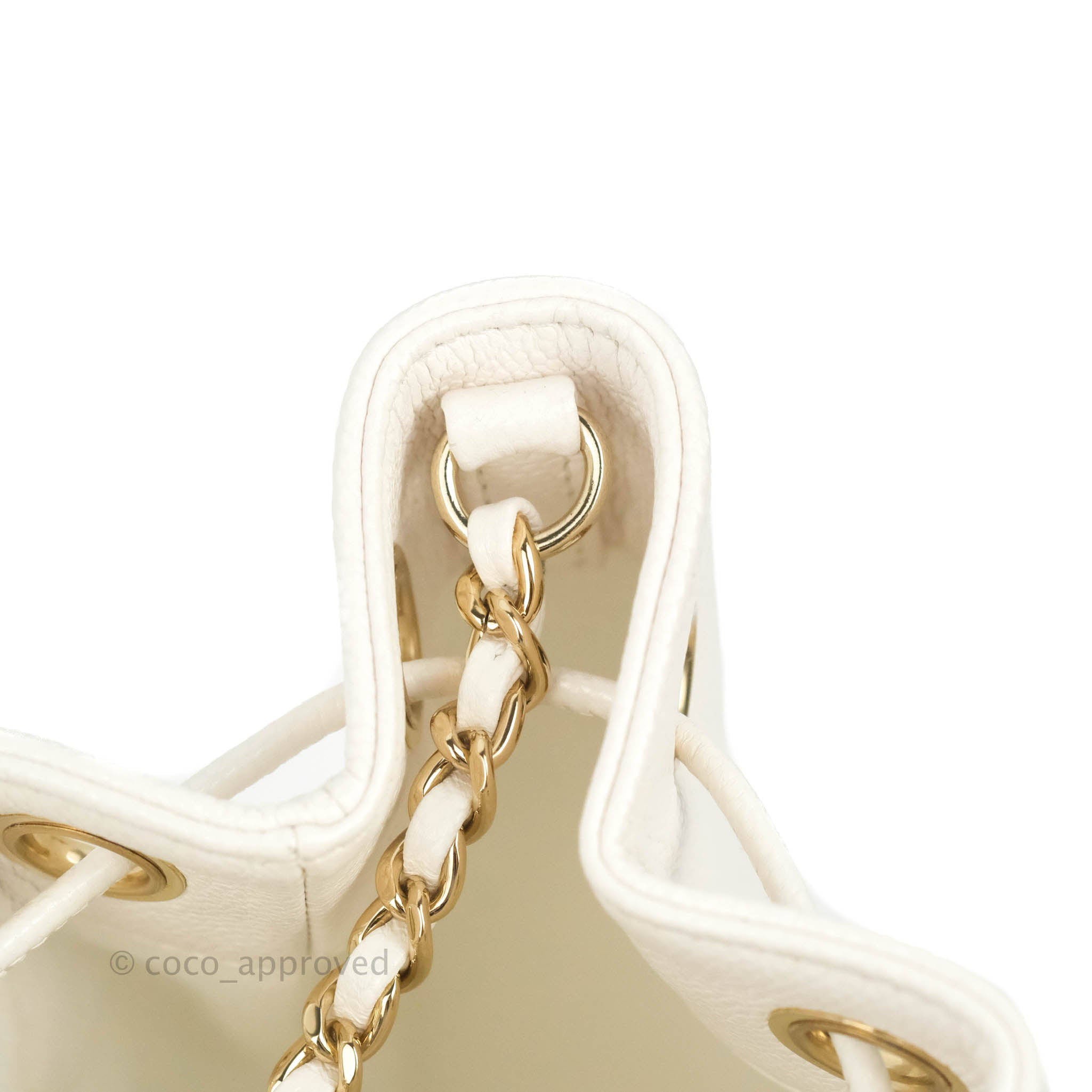Chanel Business Affinity Drawstring Bucket Bag in White Caviar Leather with Gold Hardware - Perfect for Work, Travel & Everyday Luxury
