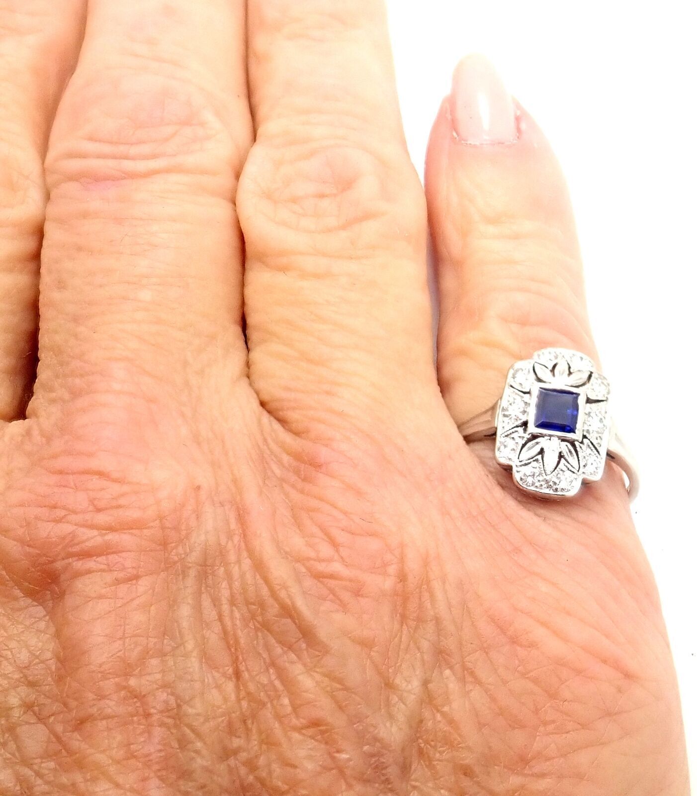 Authentic Vintage Tiffany & Co Irid Platinum Diamond Sapphire Cocktail Ring - Perfect for Weddings, Parties & Special Occasions