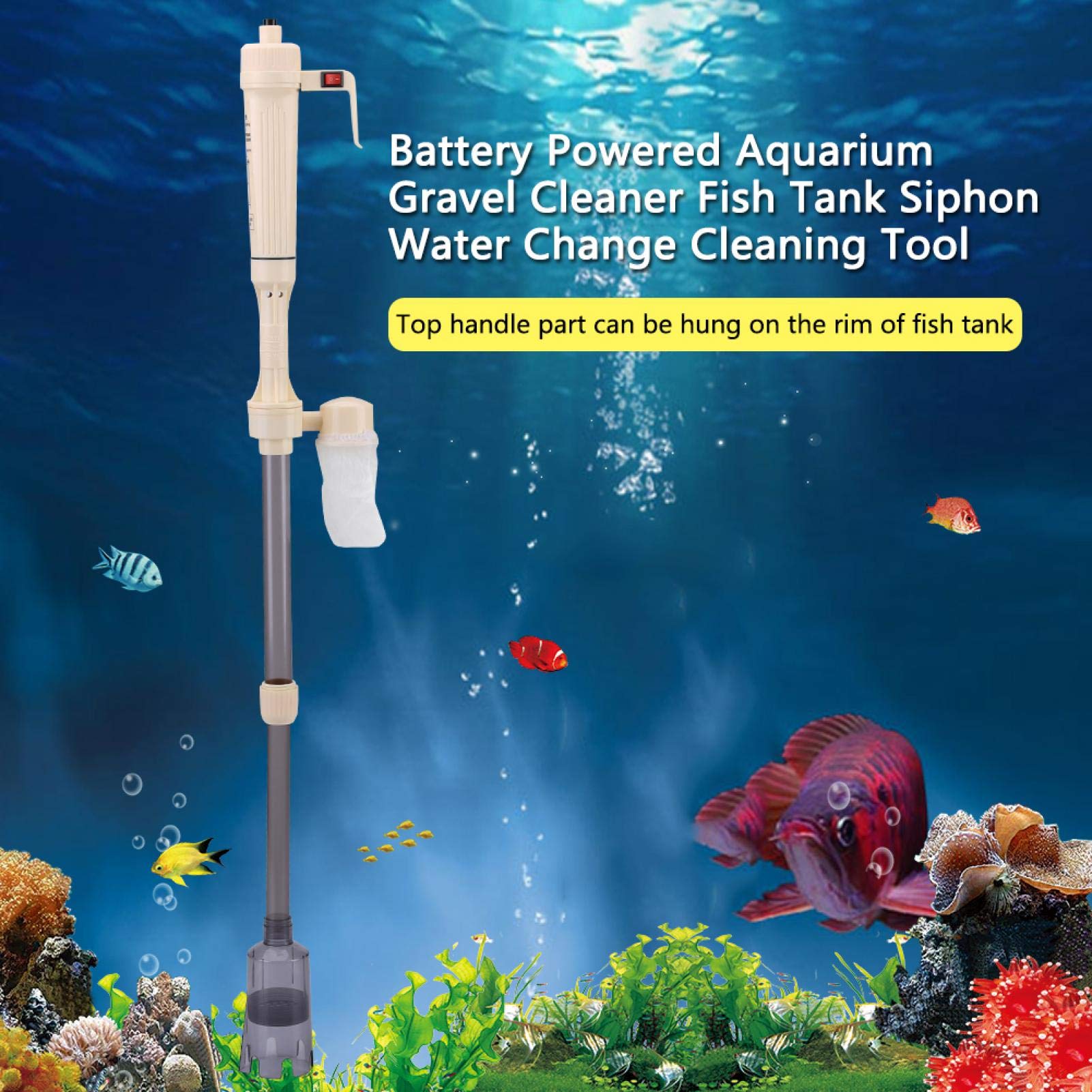 Battery-Operated Aquarium Gravel Vacuum Cleaner - Electric Water Changer for Fish Tank Maintenance | Perfect for Cleaning Sand, Debris & Water Changes in Home Aquariums