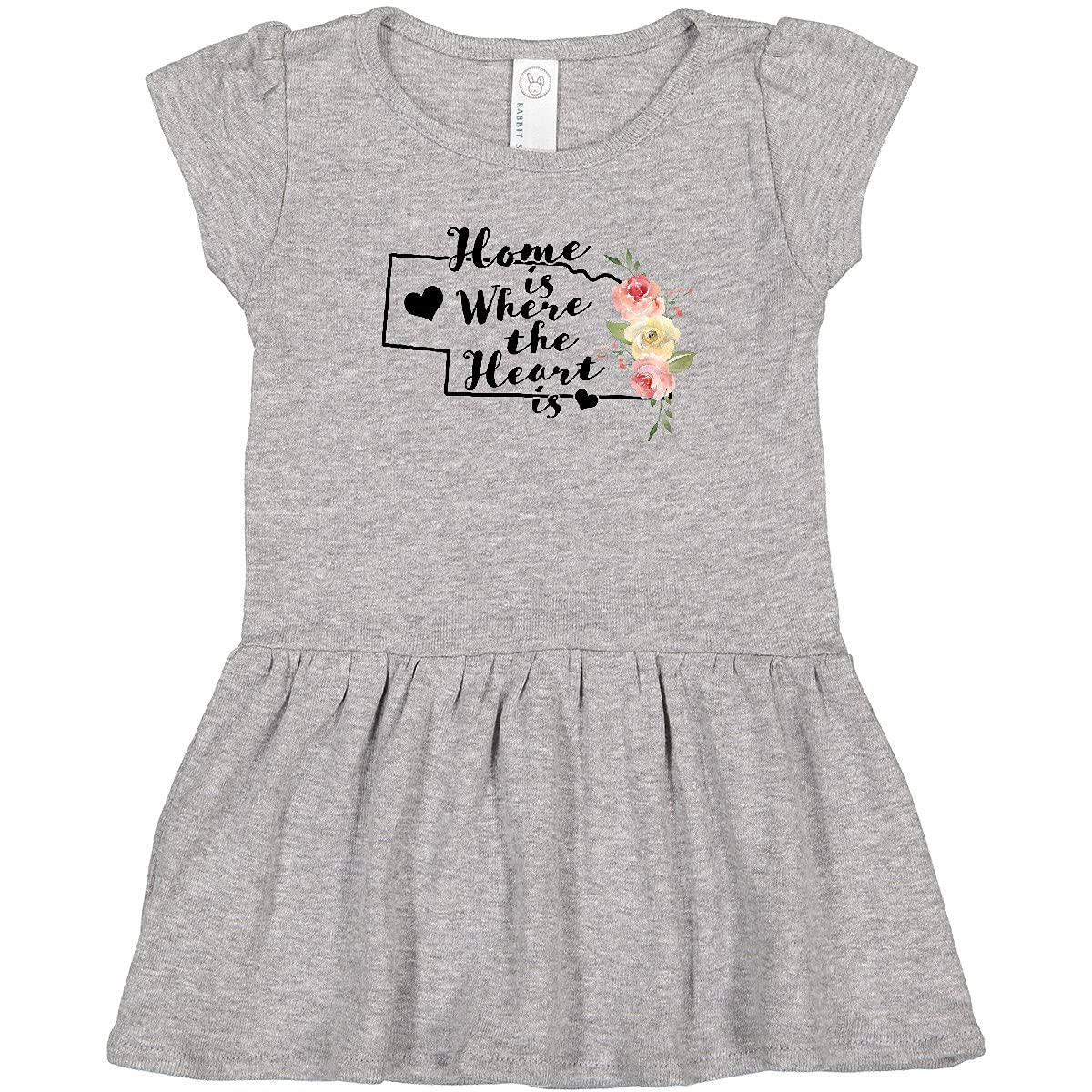 Inktastic Nebraska Home is Where The Heart is Watercolor Toddler Dress - Cute Baby Girl Outfit for Family Photos, Birthday Parties & Special Occasions