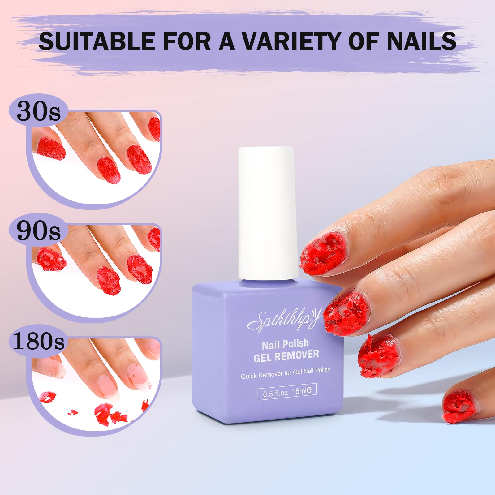 SPTHTHHPY Gel Nail Polish Remover Kit - 2Pcs Quick Remove Set with Cuticle Oil for Salon & Home Use