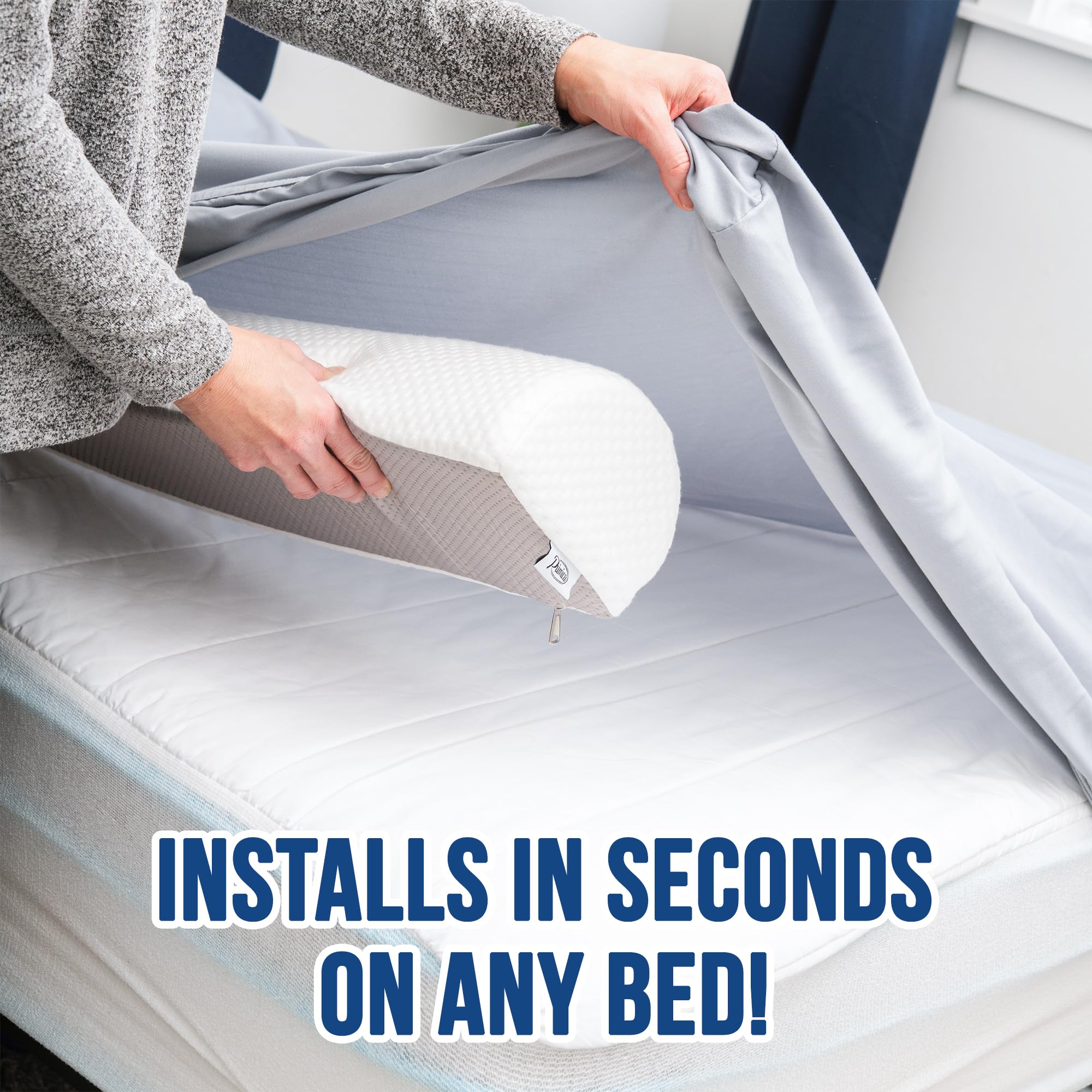 Primica Toddler Bed Bumpers - 2-Pack Hypoallergenic Foam Bed Rails for Queen, King & Twin Size Beds | Safe Baby Bed Guardrails for Kids Room, Daycare & Travel Use