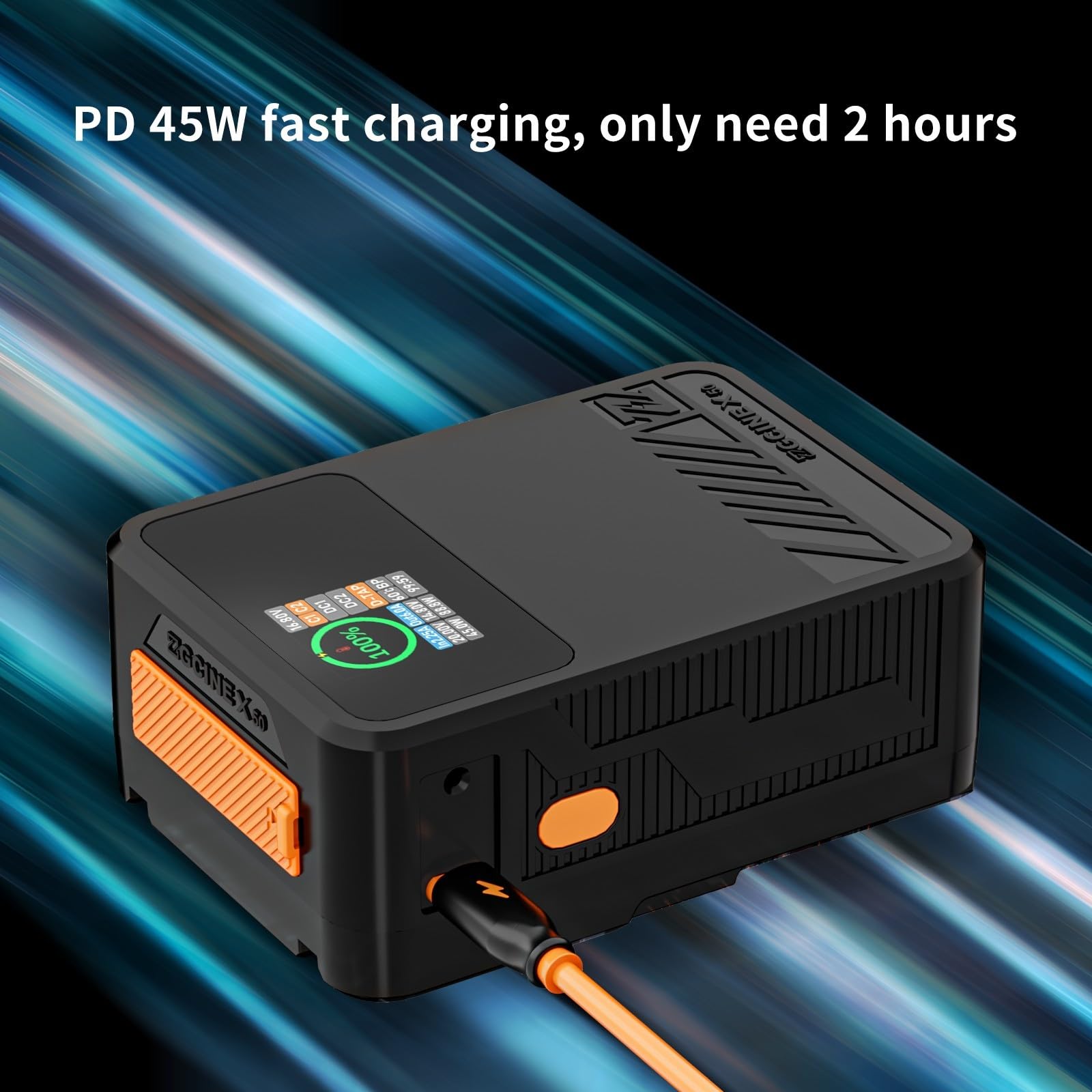 ZGCINE X50 V-Mount Camera Battery - 52Wh/14.8V with 45W PD USB-C Fast Charger & 1.3-inch IPS Screen - Compatible with DSLR, Mirrorless, and Cinema Cameras - Perfect for On-Location Shooting, Studio Photography, and Video Production