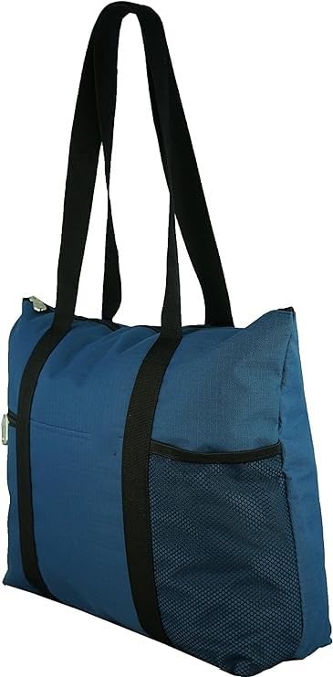 HirTa Women's Lightweight Waterproof Plie Tote Hobo Bag - Multipurpose Shoulder Bag with Zipper Pockets for Office, Travel, Grocery, Beach & Pool - Navy Blue | Perfect for Work, Teacher Commute & Outdoor Activities