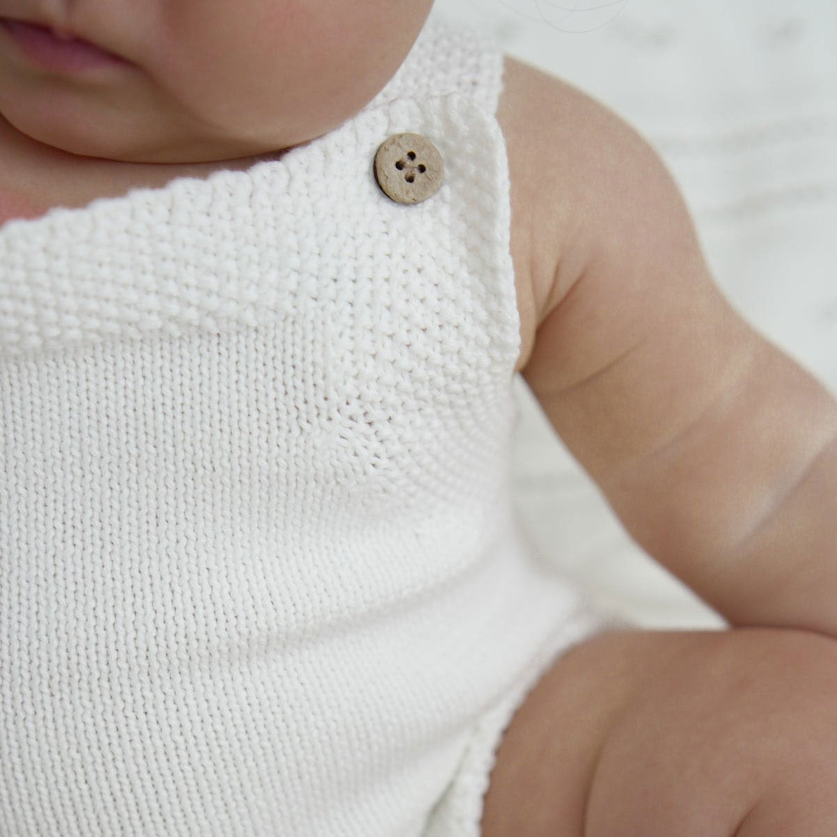 Luca Novelty Knit Romper for Baby Girls - Soft White Cotton Jumpsuit - Perfect for Photoshoots, Birthday Parties & Family Outings