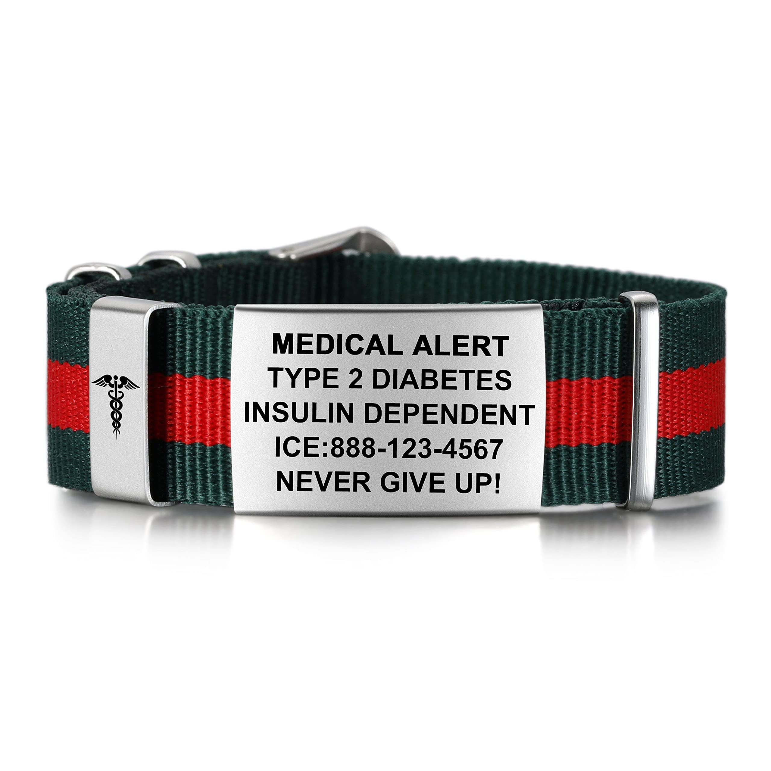 Medical Alert Bracelets for Men & Women - Adjustable Emergency ID Bracelet with Free Engraving | Sport Nylon Wristband for Allergies, Diabetes & Heart Conditions | Perfect for Active Lifestyles, Travel & Daily Safety